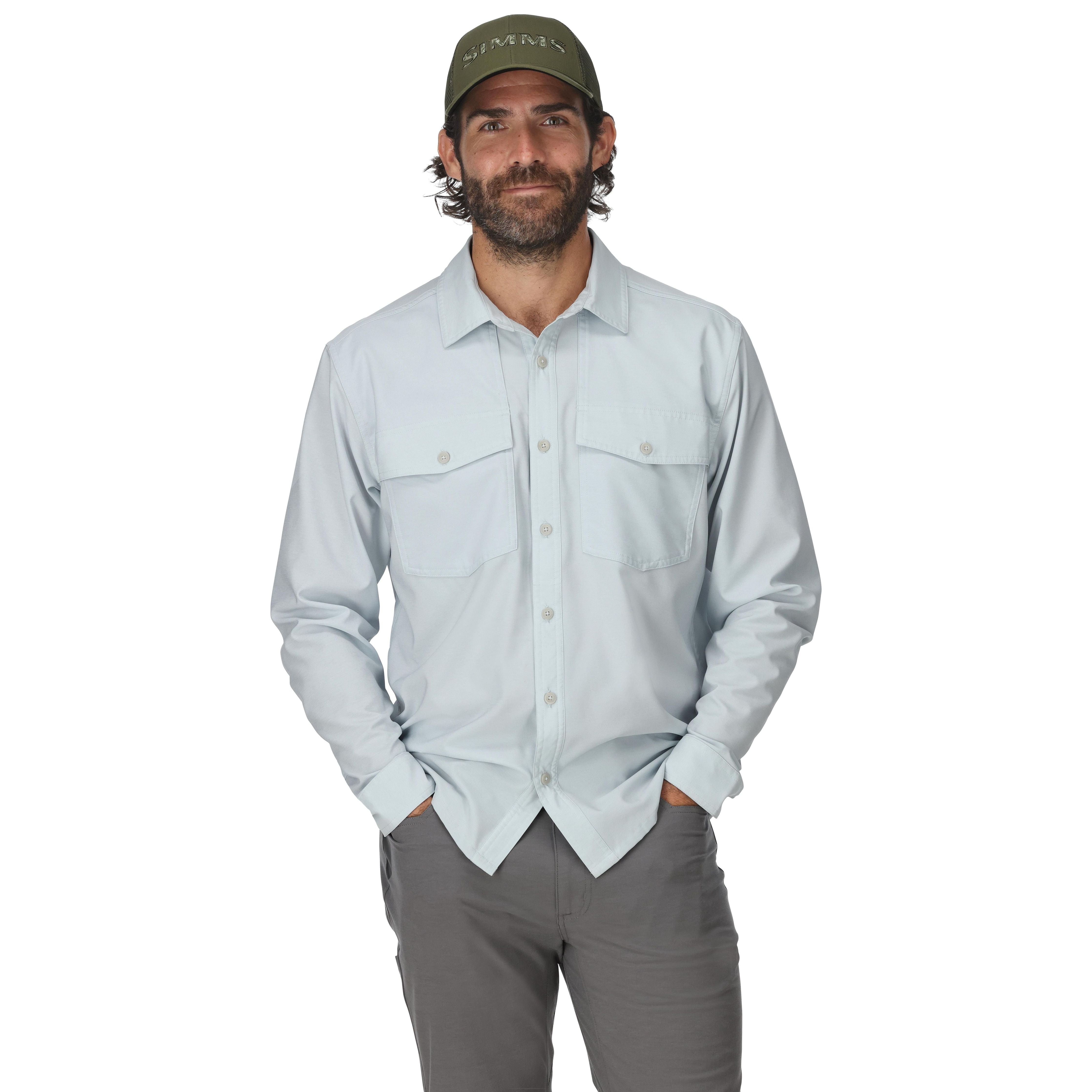 Simms Men's No-See-Um Bugstopper LS Shirt Bimini Blue Heather Image 02