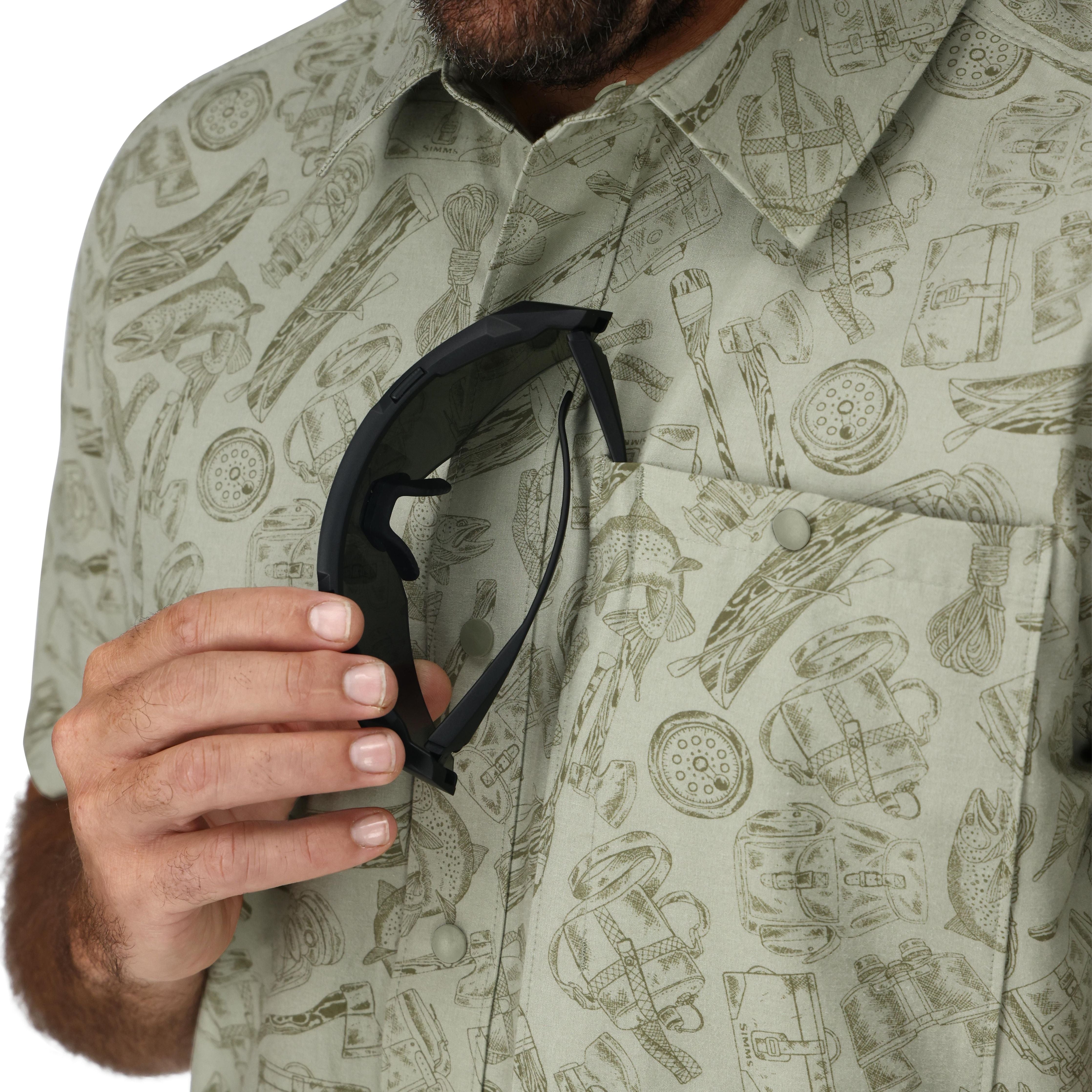 Simms Men's Tailout SS Shirt Camp Pale Pine Image 03