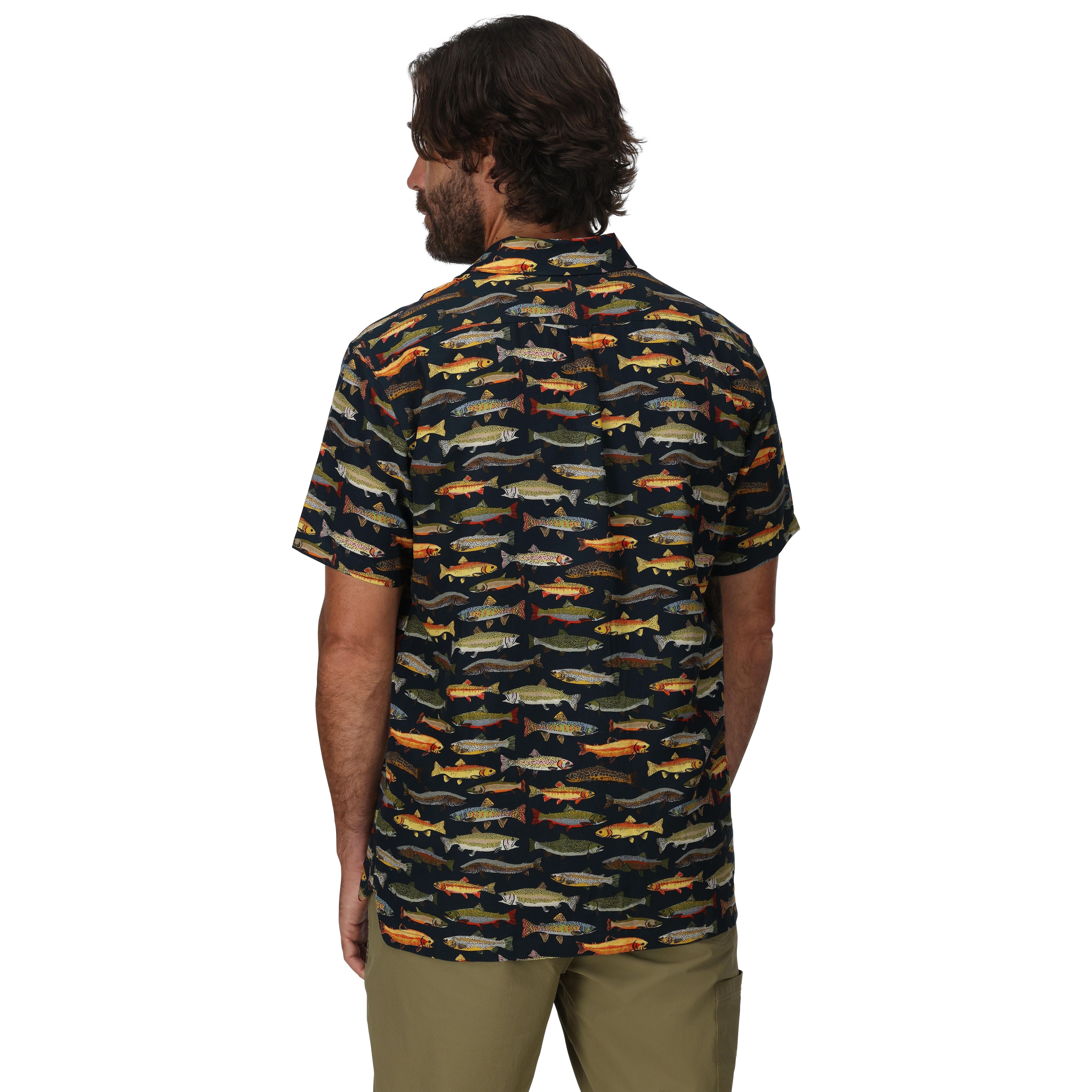 Simms Men's Tailout SS Shirt Natural Trout Parade Image 03