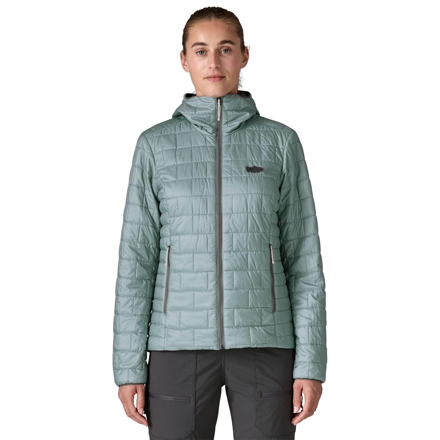 Patagonia Women's Nano Puff Fitz Roy Trout Hoody Thermal Blue Image 03