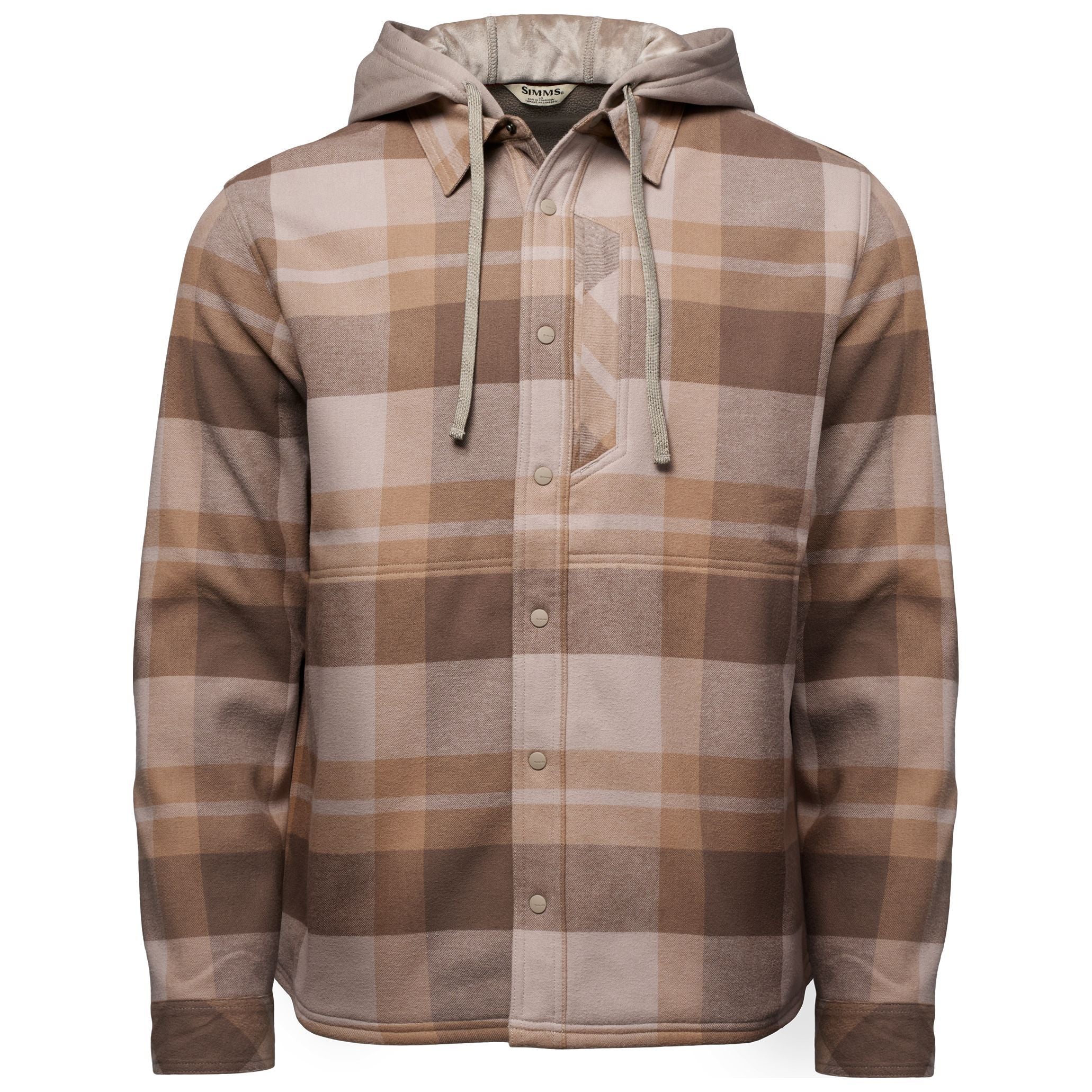 Simms Men's Coldweather Hooded Shacket Fitzgerald Plaid: Dolomite Image 01