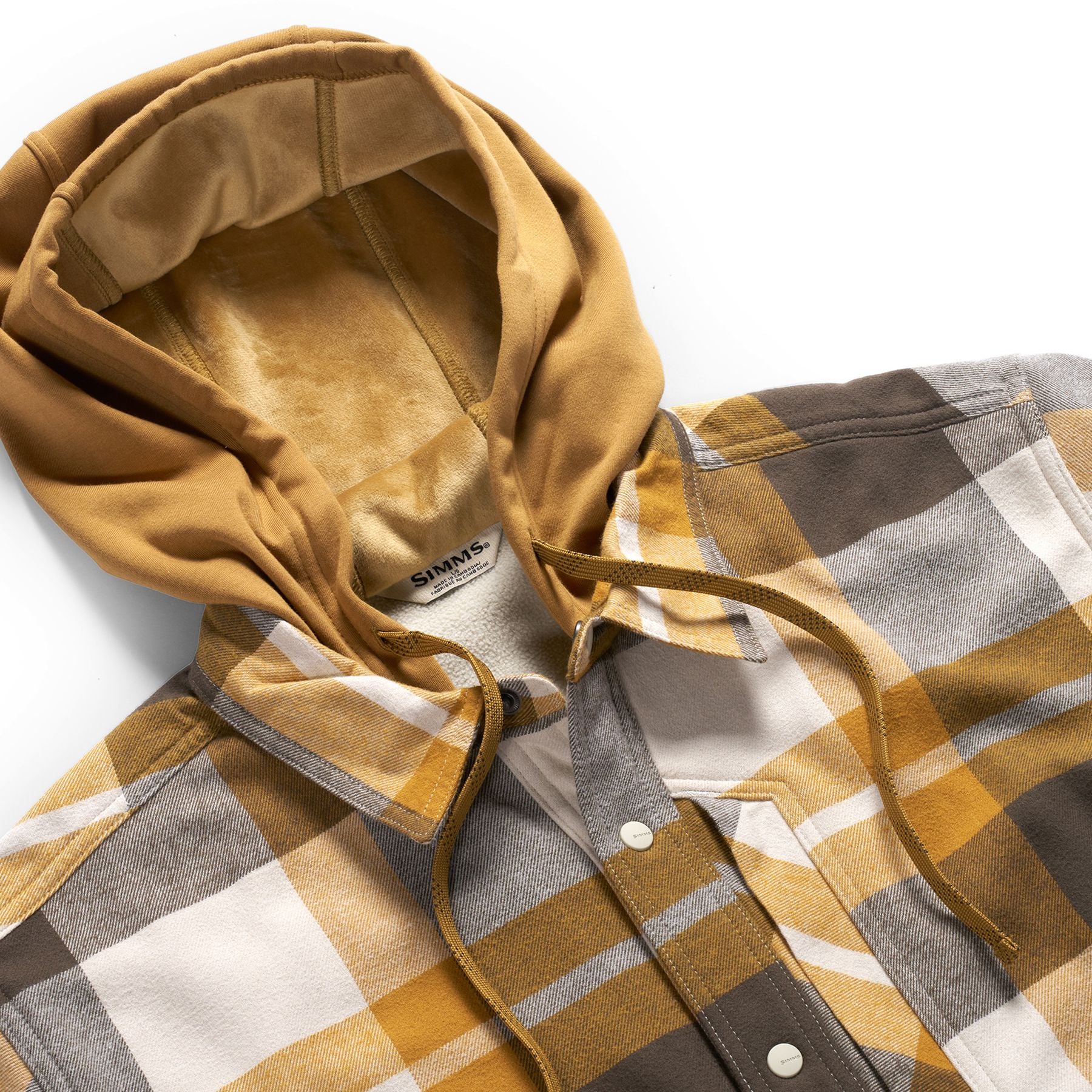 Simms Men's Coldweather Hooded Shacket Fitzgerald Plaid: Hickory Image 04