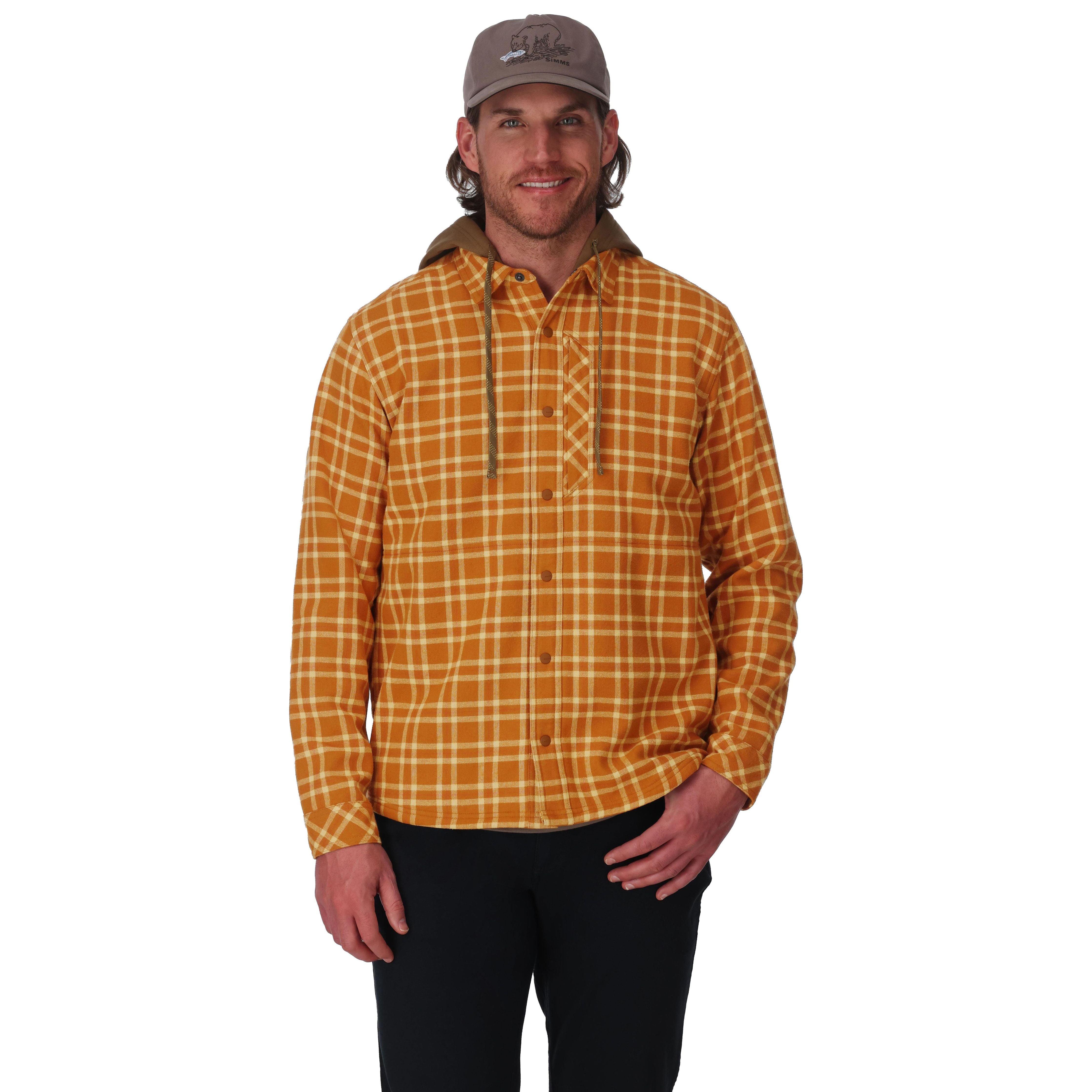 Simms Men's Coldweather Hooded Shacket Wakemup Plaid: Stonefly Image 02