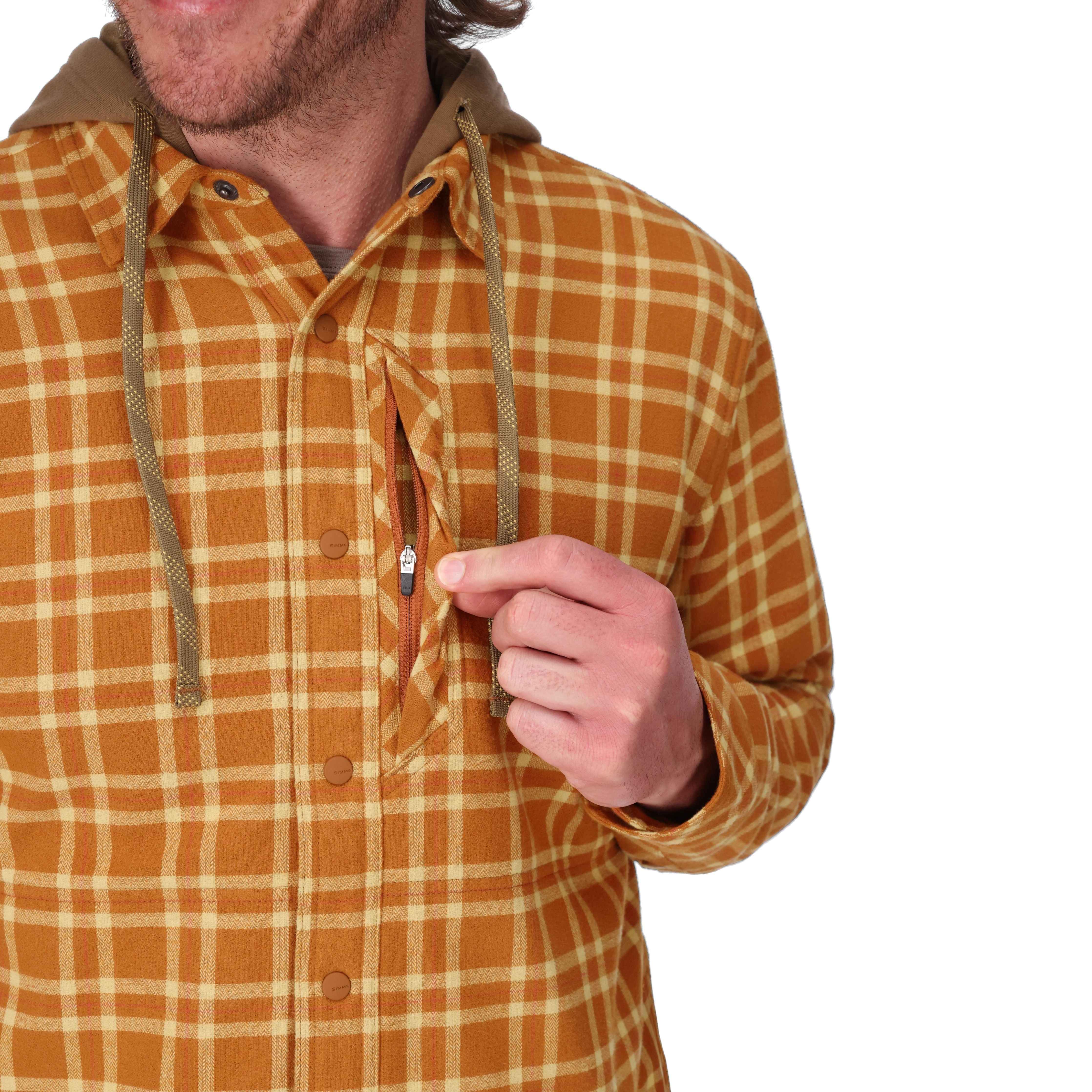 Simms Men's Coldweather Hooded Shacket Wakemup Plaid: Stonefly Image 05