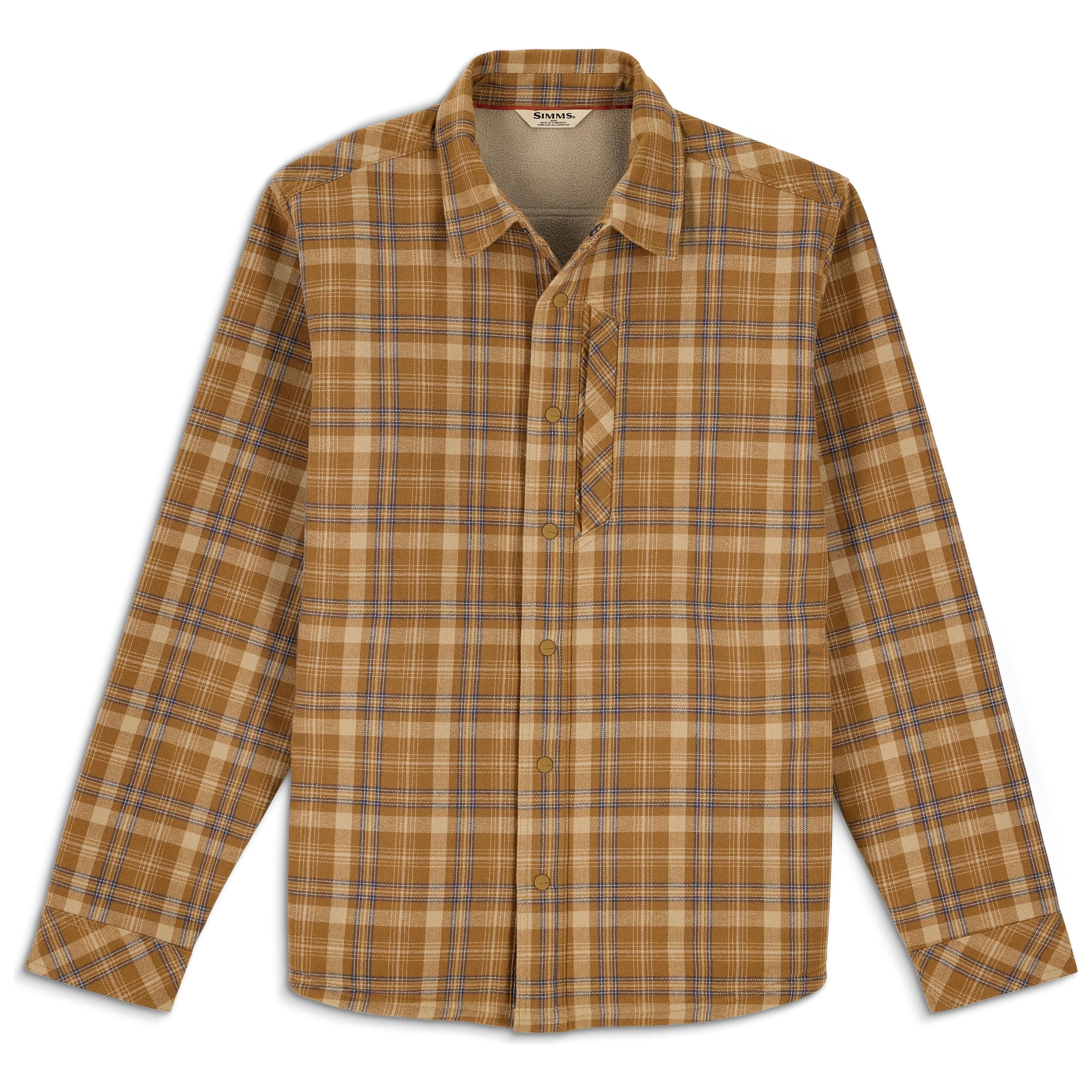 Simms Men's Coldweather Shacket Schooner Plaid: Bronzeback Image 01
