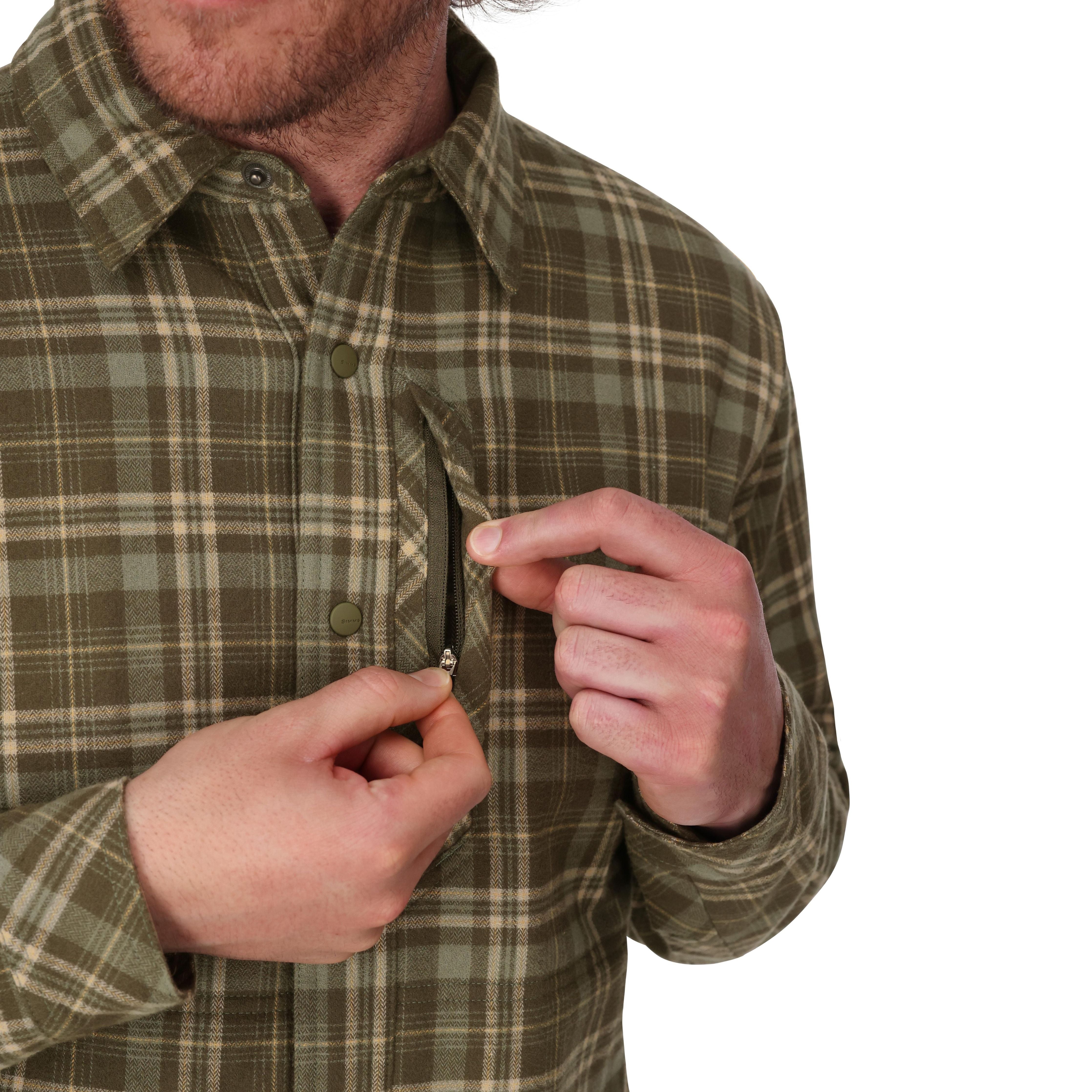 Simms Men's Coldweather Shacket Schooner Plaid: Loden Image 04
