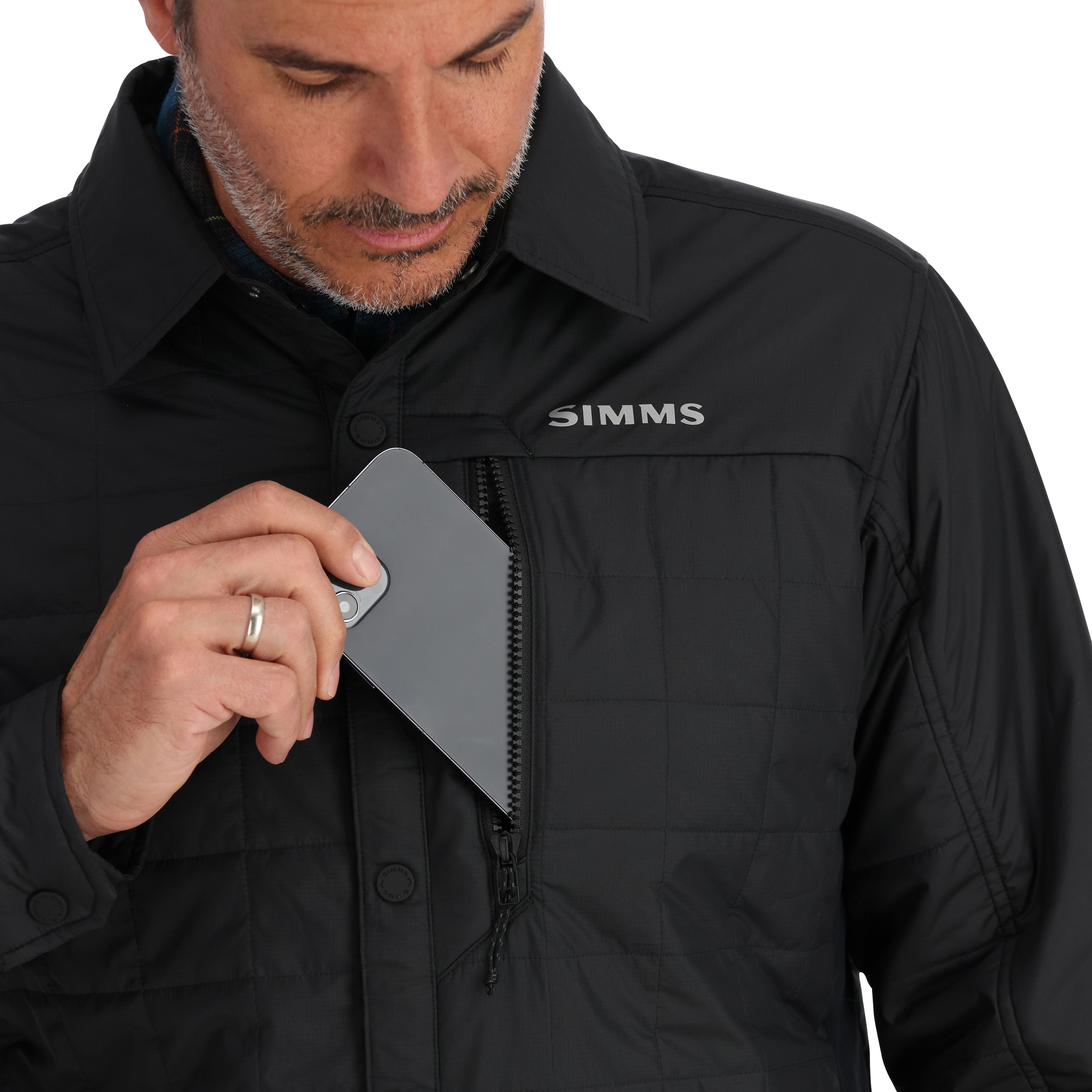 Simms Men's Fall Run Hybrid Shacket Black Image 05