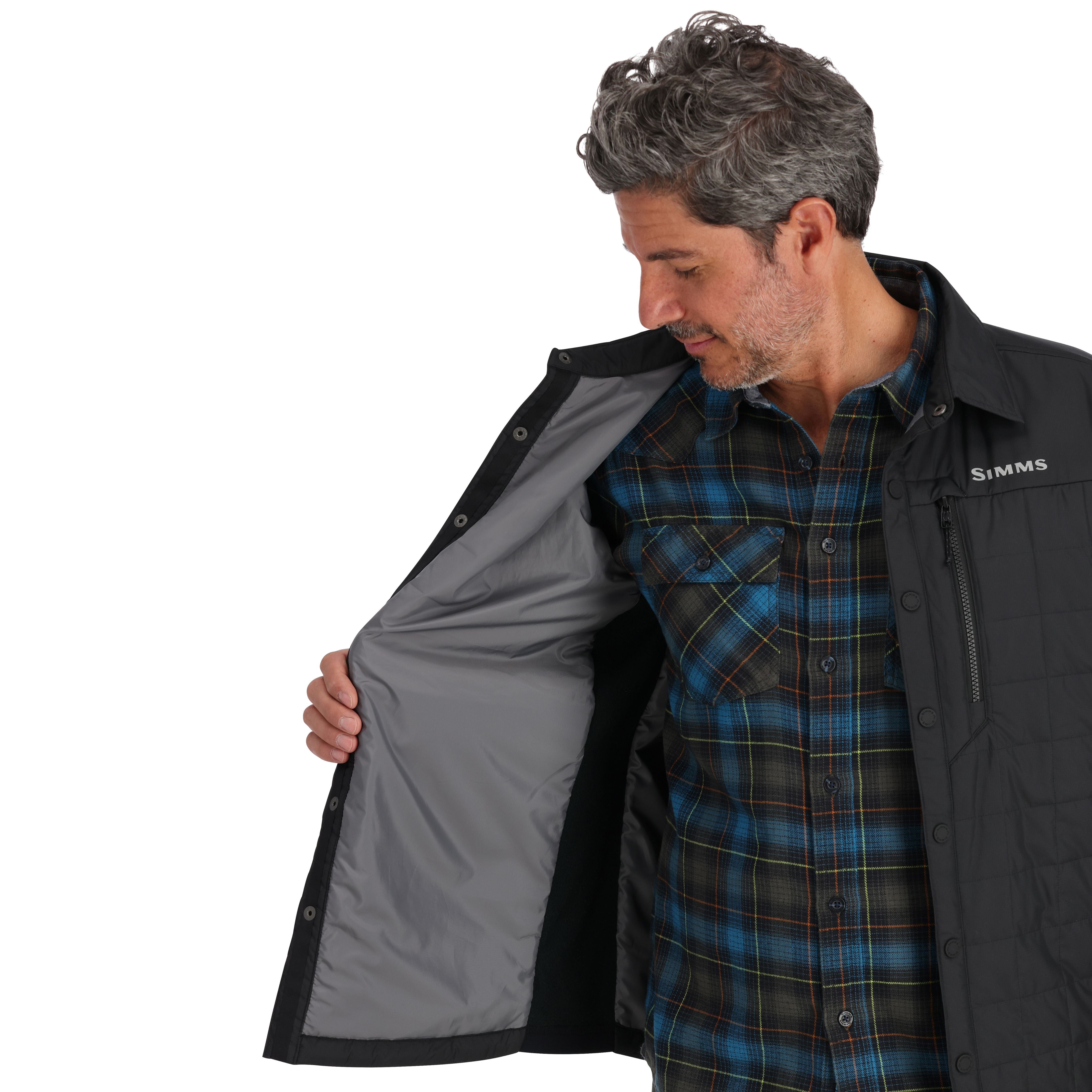 Simms Men's Fall Run Hybrid Shacket Black Image 06