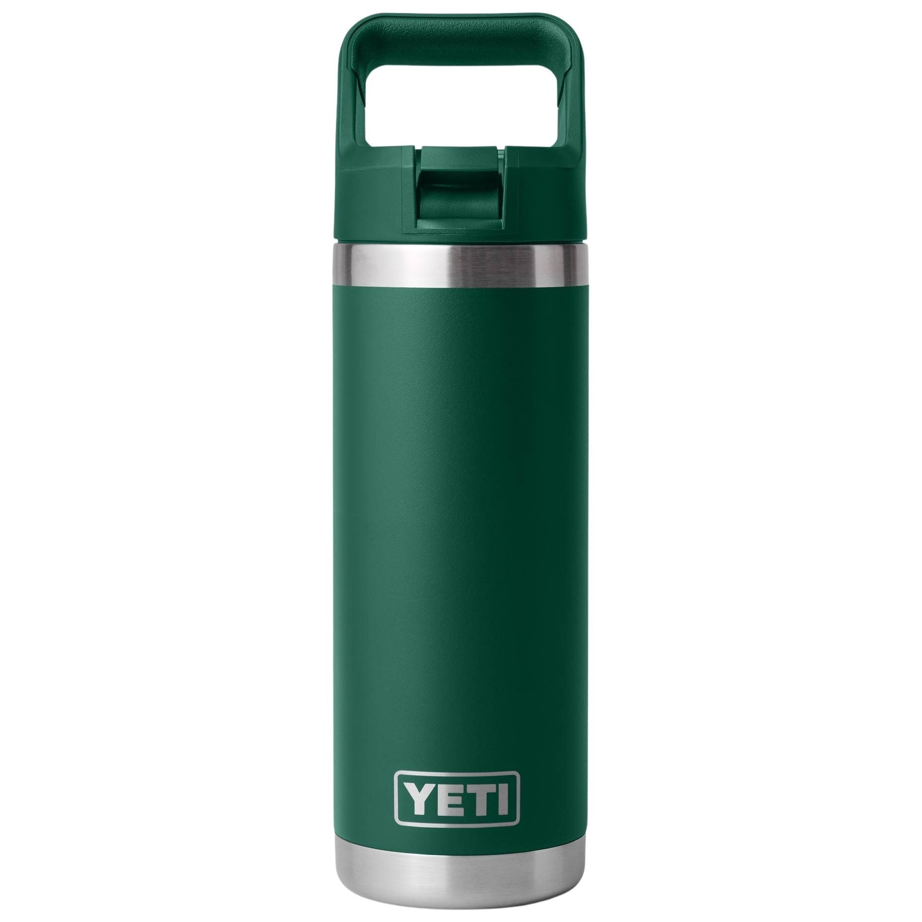 YETI Rambler 18 oz Bottle with Color-Matched Straw Cap Black Forest Green Image 01
