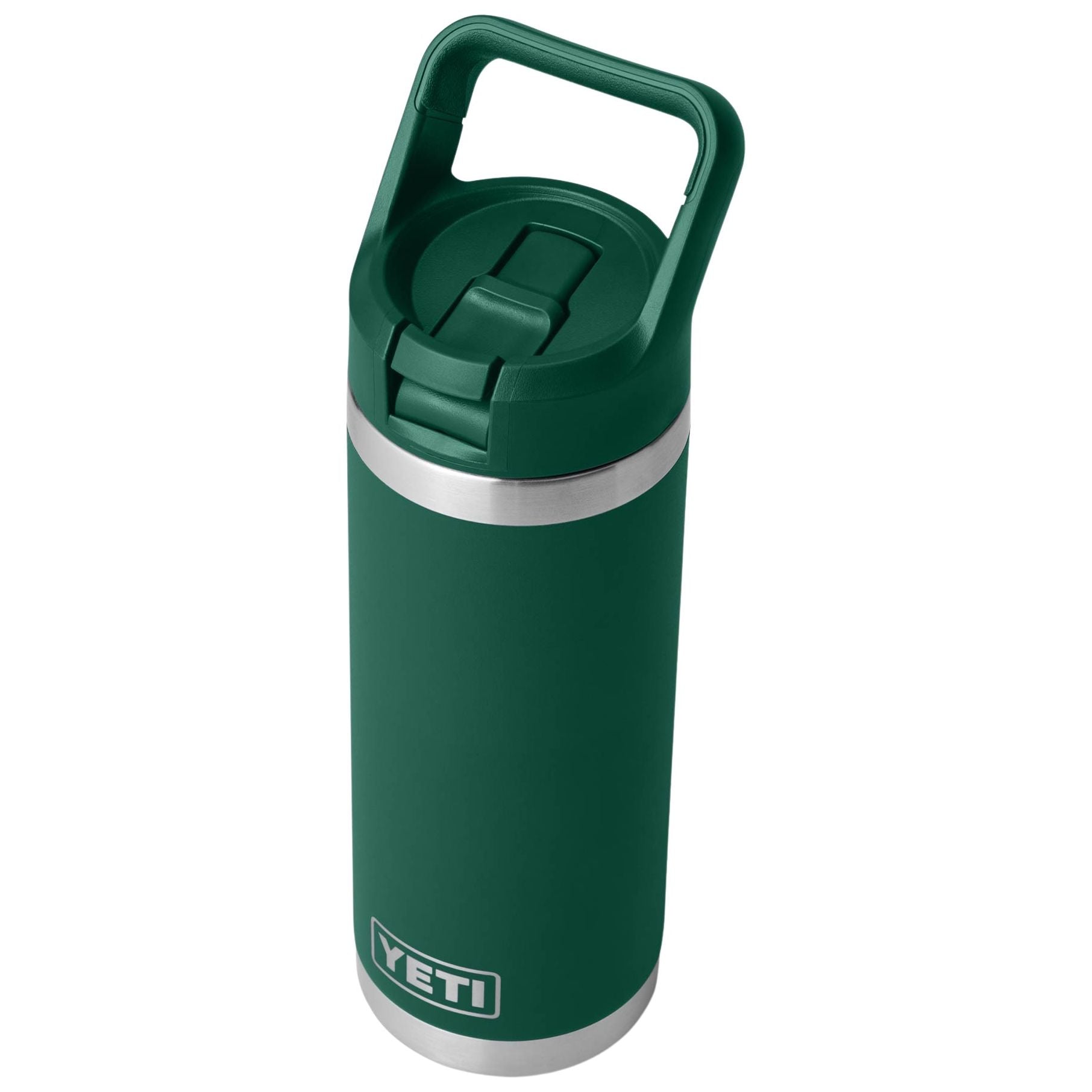 YETI Rambler 18 oz Bottle with Color-Matched Straw Cap Black Forest Green Image 03