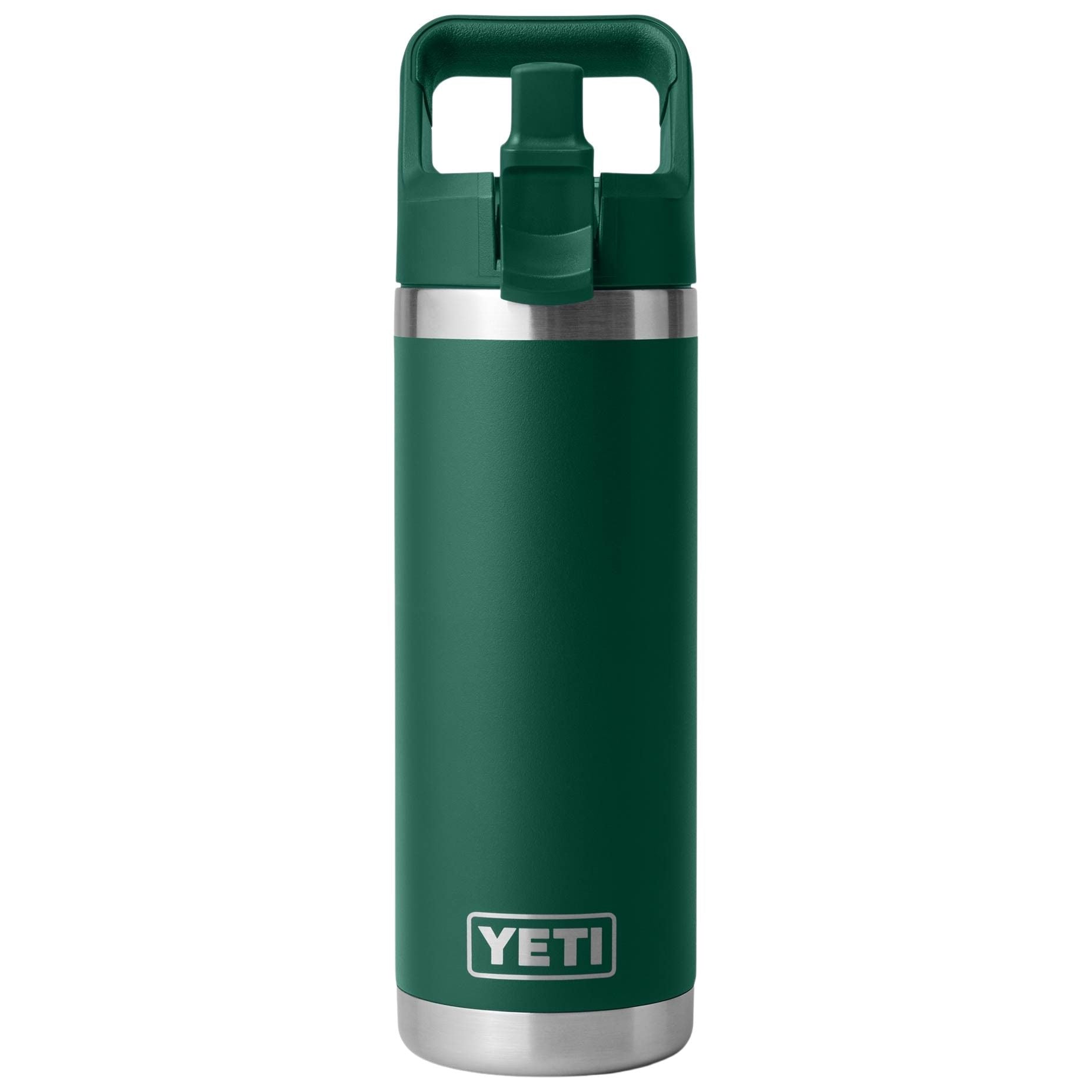 YETI Rambler 18 oz Bottle with Color-Matched Straw Cap Black Forest Green Image 04
