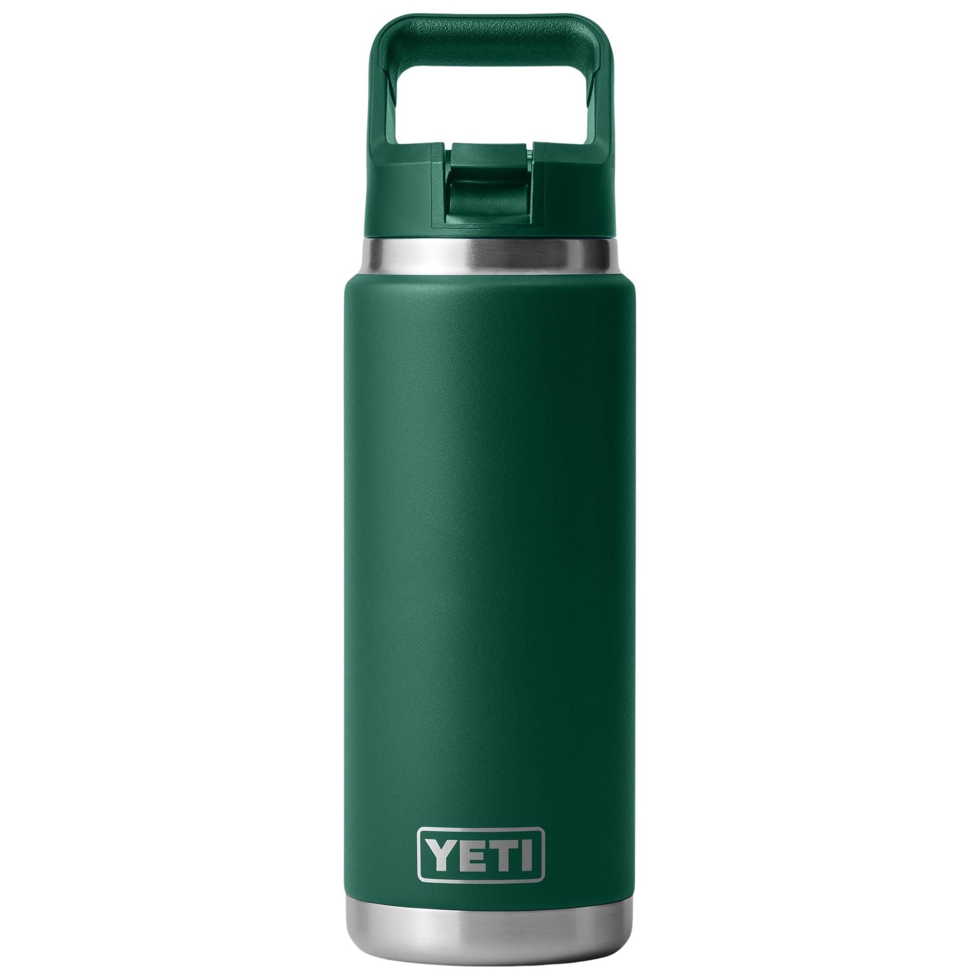YETI Rambler 26 oz Bottle with Color-Matched Straw Cap Black Forest Green Image 01