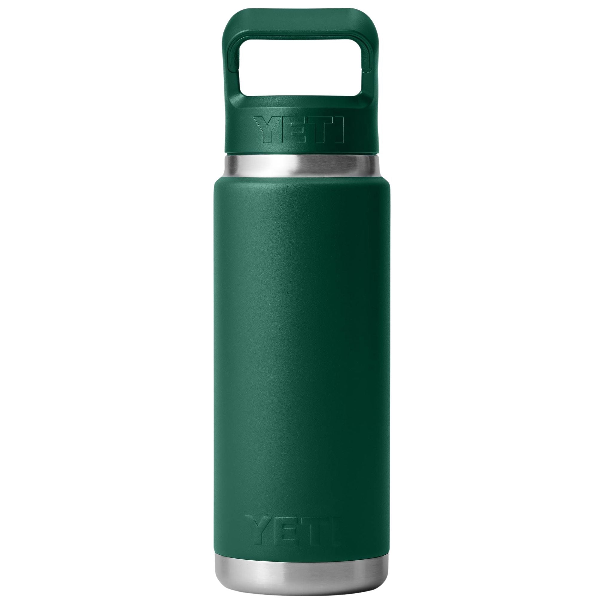 YETI Rambler 26 oz Bottle with Color-Matched Straw Cap Black Forest Green Image 02