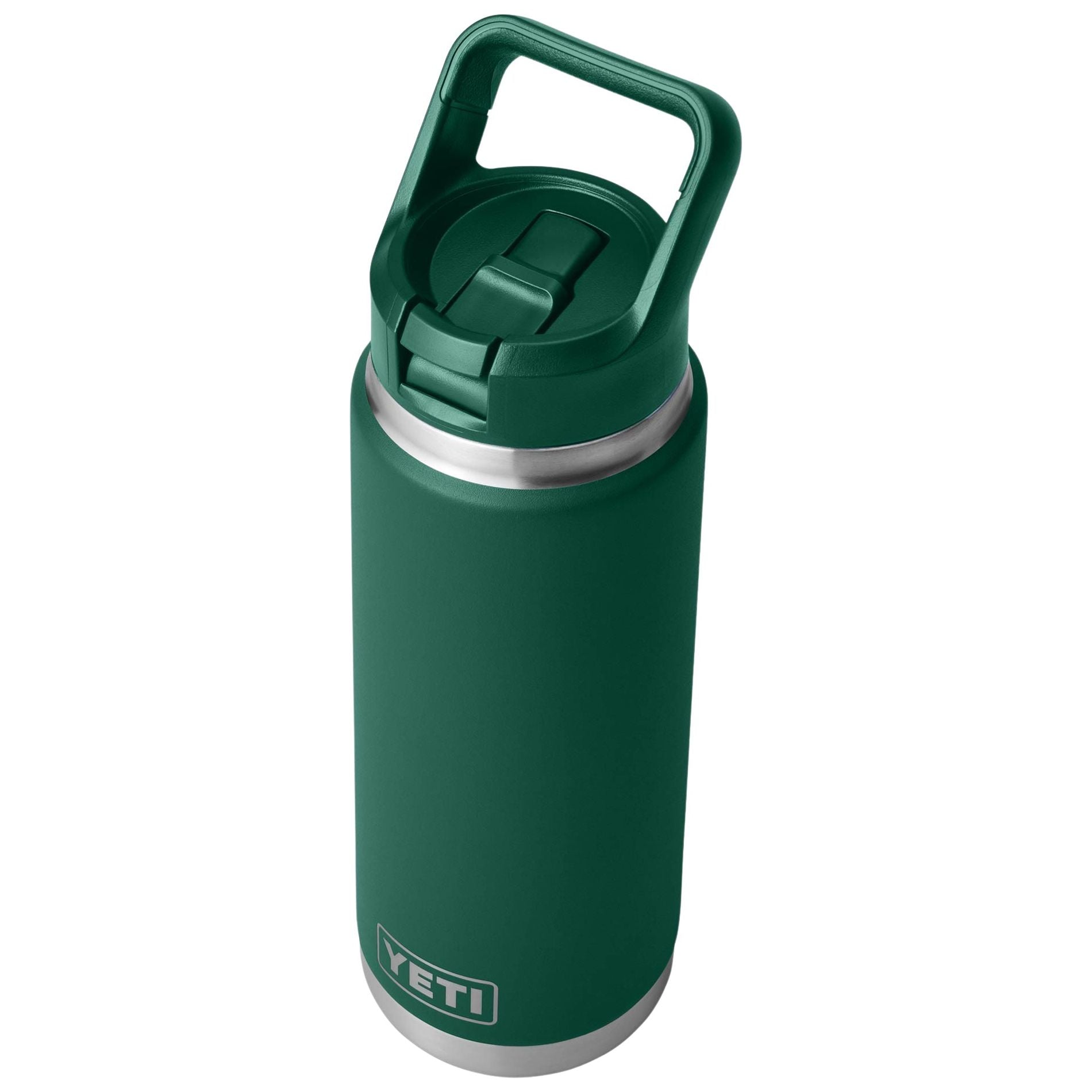 YETI Rambler 26 oz Bottle with Color-Matched Straw Cap Black Forest Green Image 03