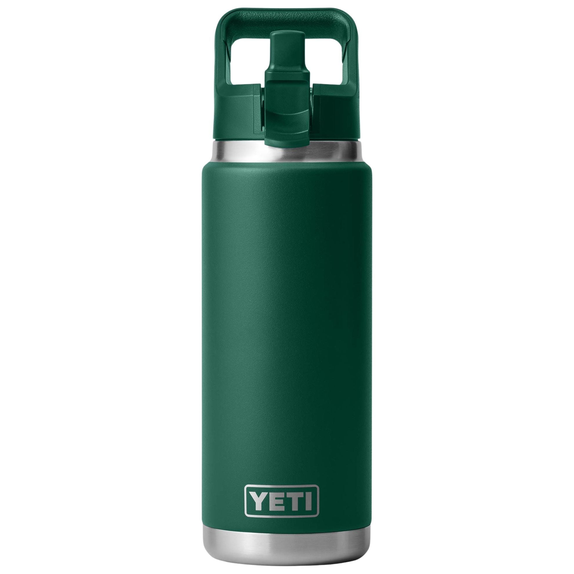 YETI Rambler 26 oz Bottle with Color-Matched Straw Cap Black Forest Green Image 04