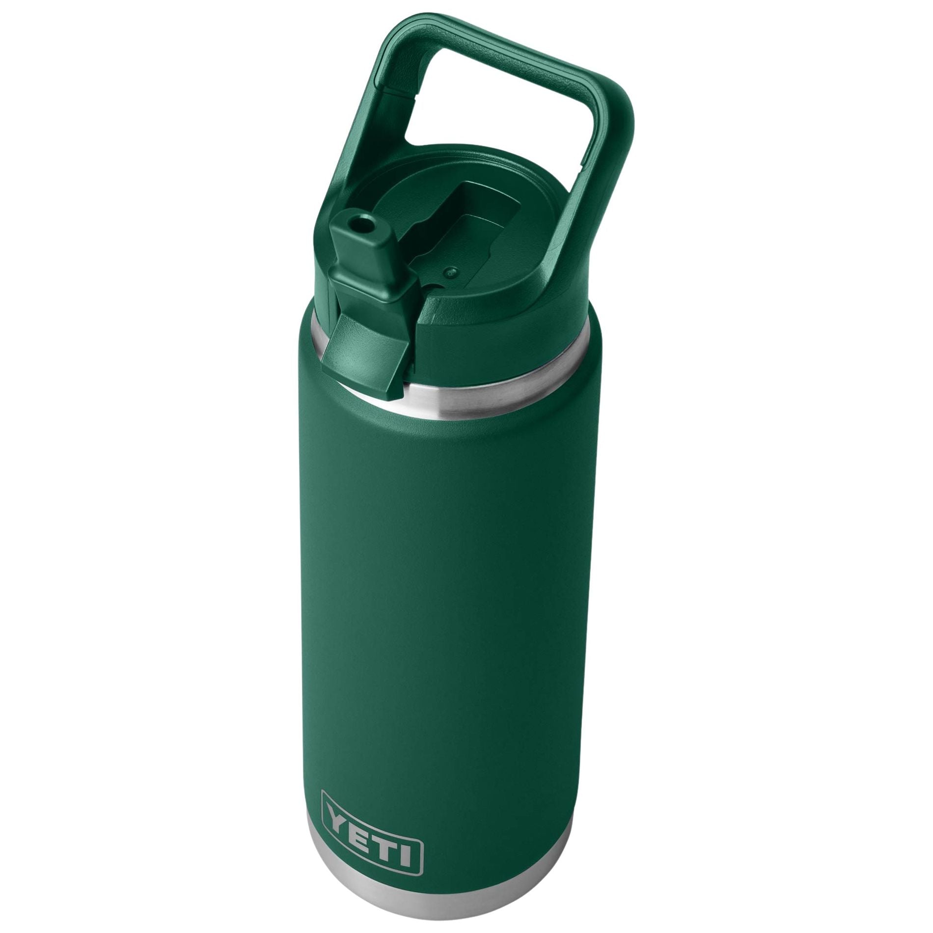 YETI Rambler 26 oz Bottle with Color-Matched Straw Cap Black Forest Green Image 05
