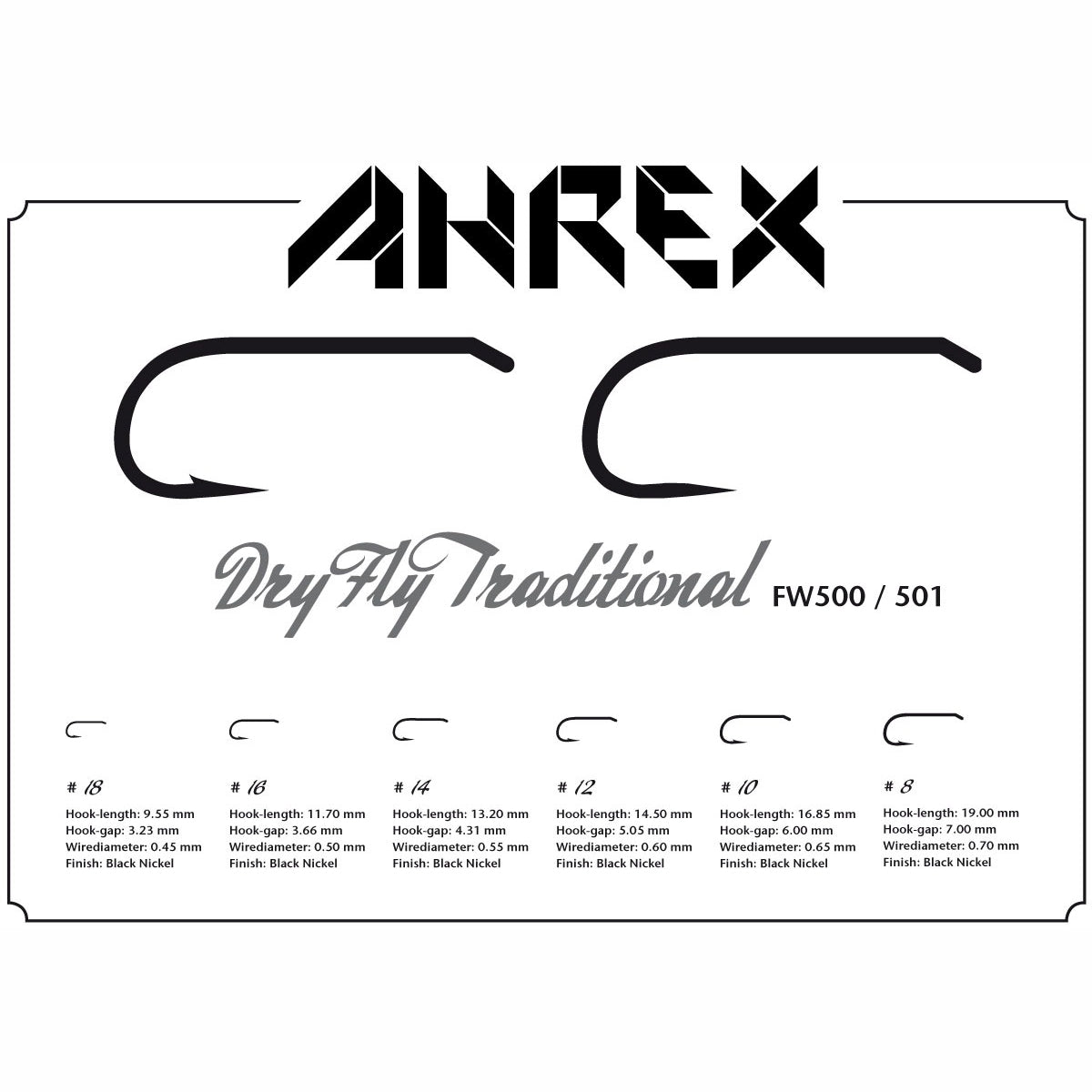 Ahrex FW500 Traditional Dry Fly Hook - Barbed