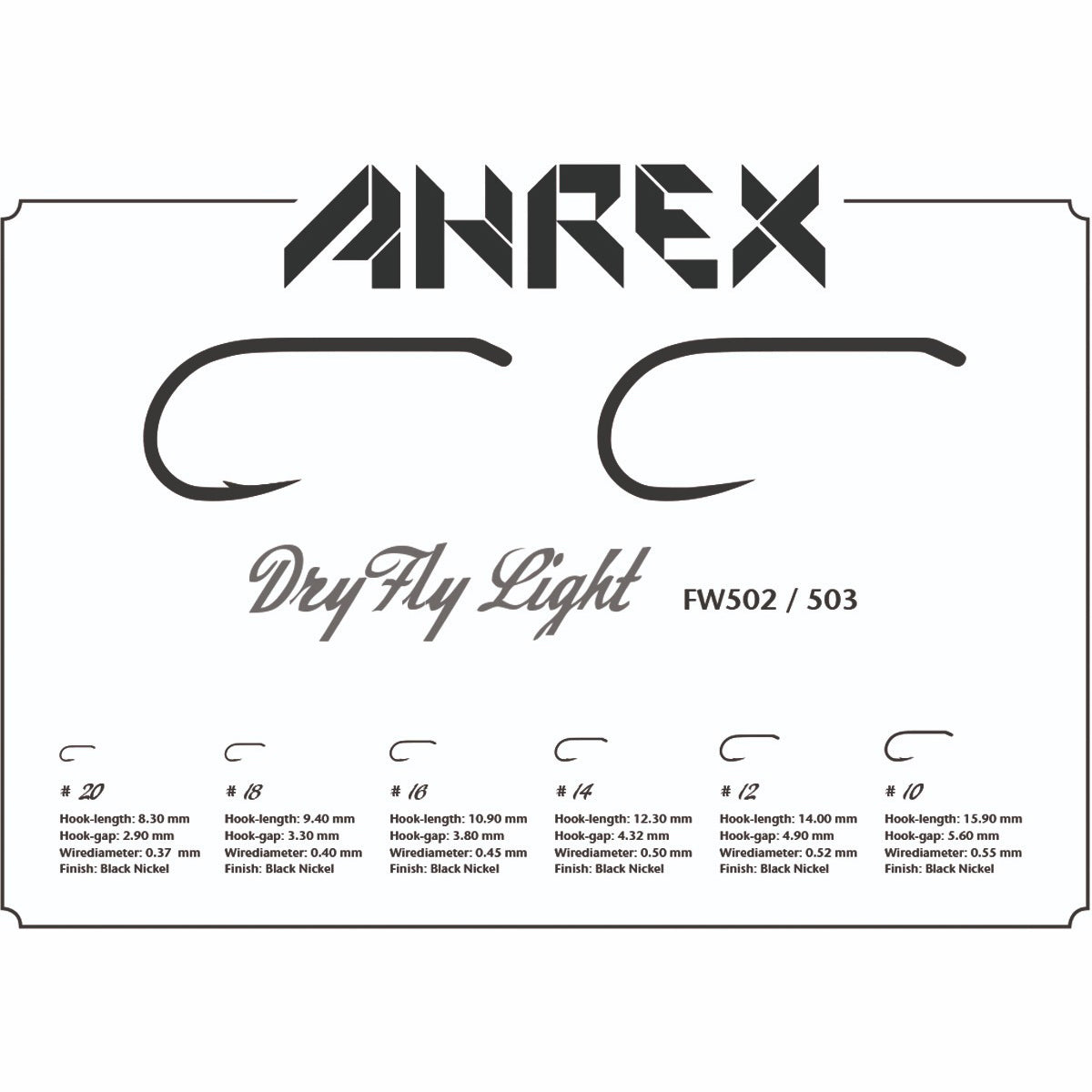 Ahrex FW502 Light Wire Dry Fly Hook - Barbed