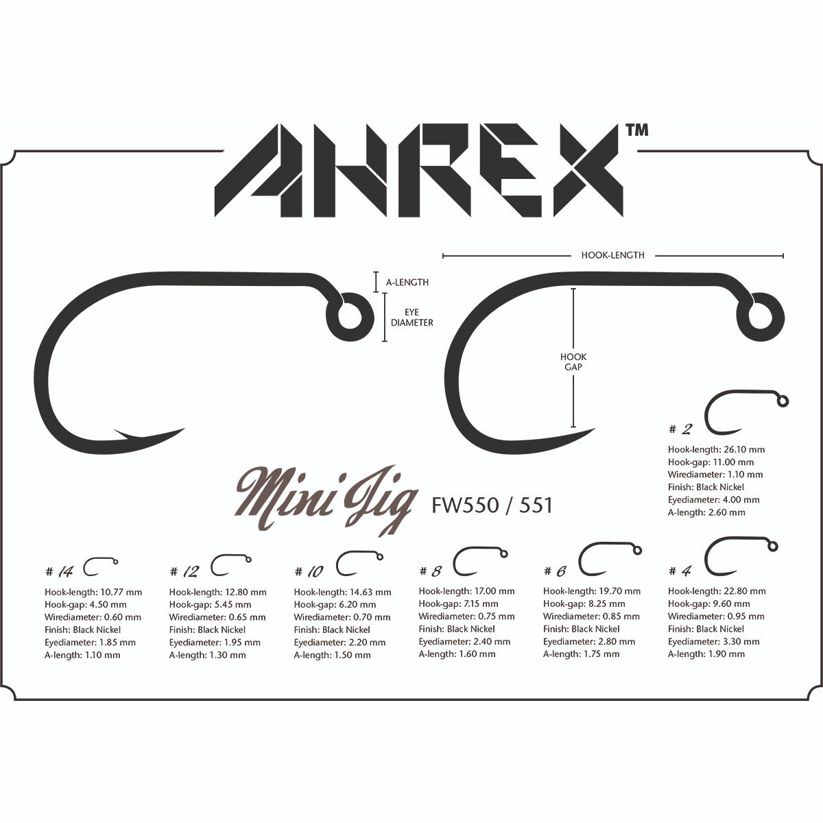 Ahrex FW550 Mini Jig Hook - Barbed