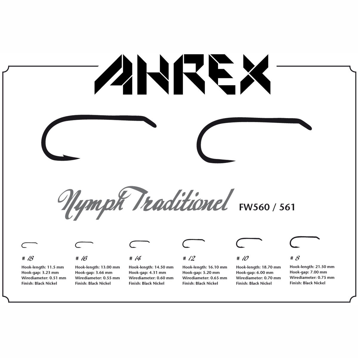 Ahrex FW560 Traditional Nymph Hook - Barbed