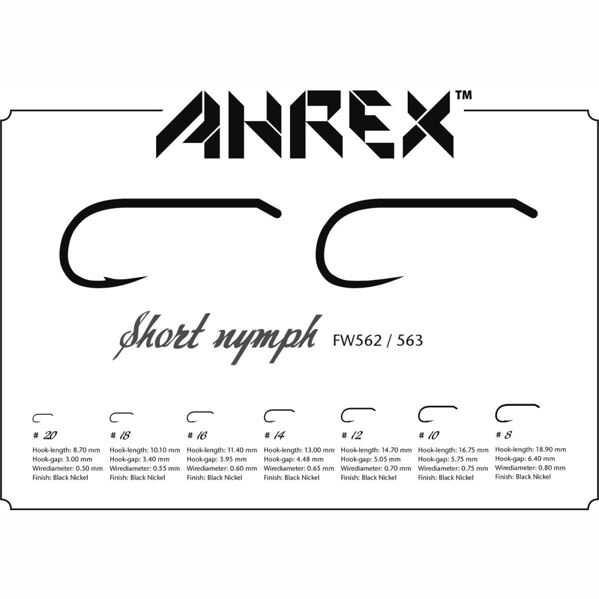 Ahrex FW562 Short Nymph Hook - Barbed