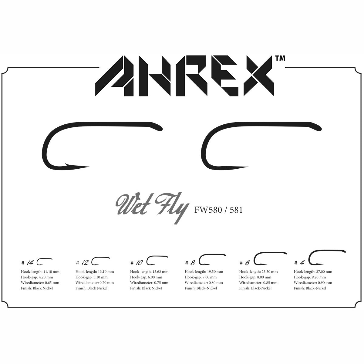 Ahrex FW580 Wet Fly Hook - Barbed