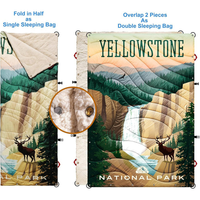 Azitrek Yellowstone NP Puffy Sherpa Outdoor Blanket