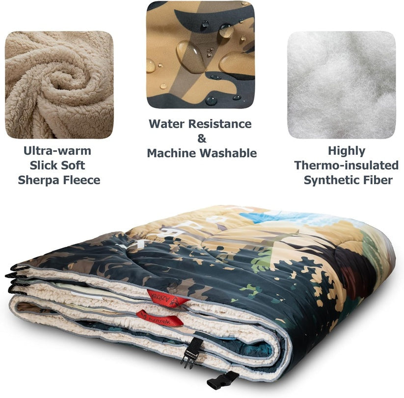 Azitrek Yellowstone NP Puffy Sherpa Outdoor Blanket