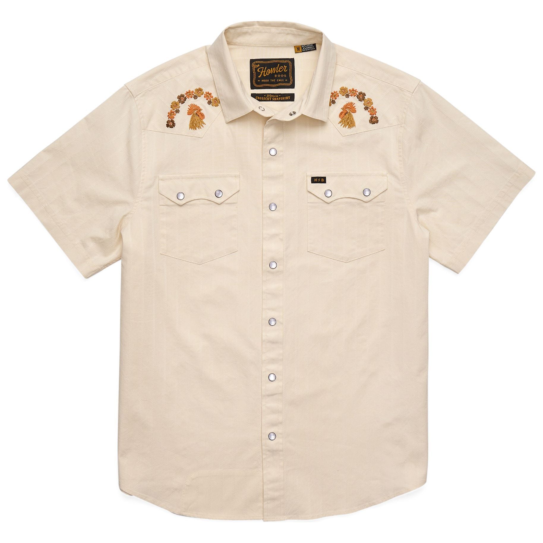 Howler Brothers Crosscut Deluxe Snapshirt Fowl Play : Off White Dobby Image 01