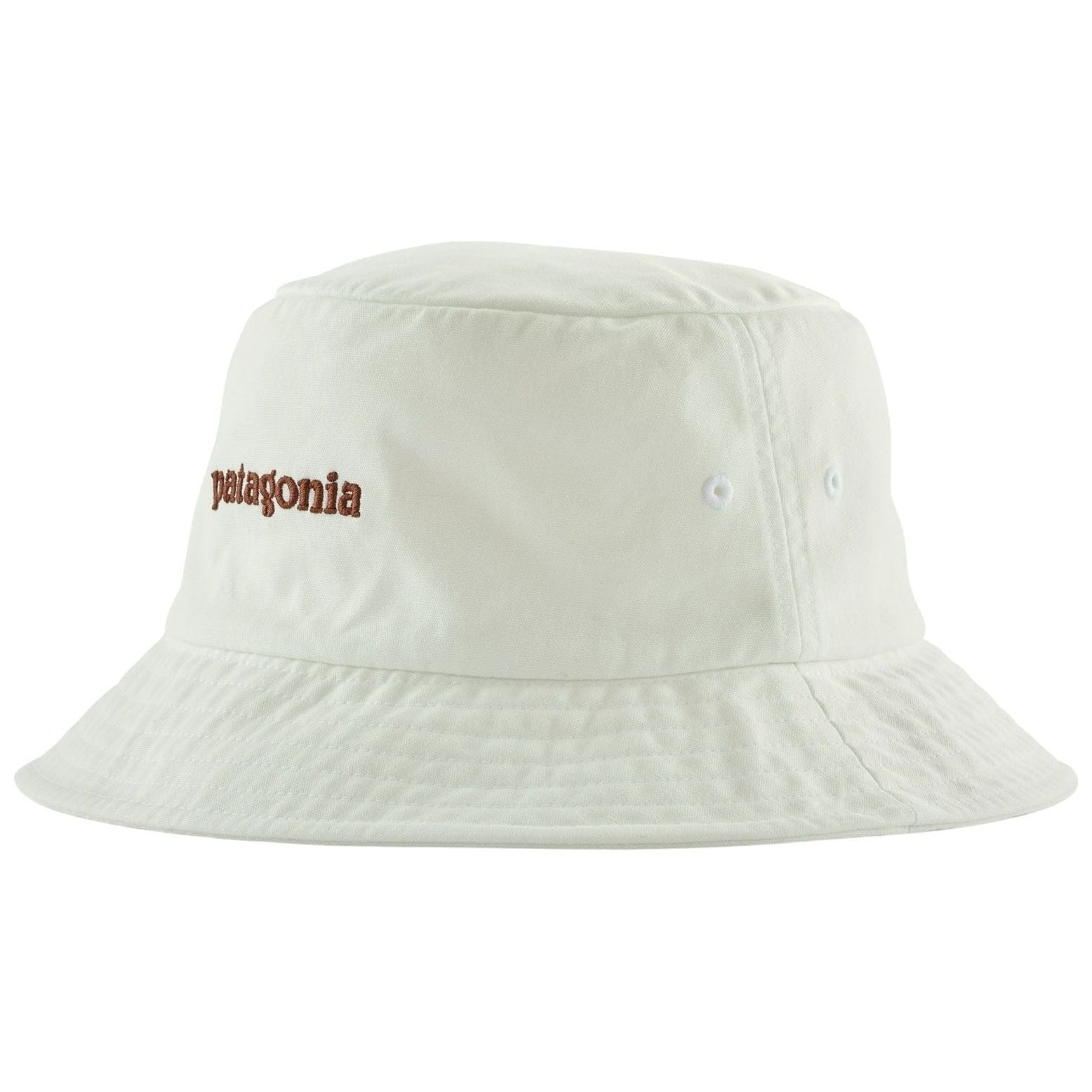 Patagonia Bucket Hat Text Logo: Birch White