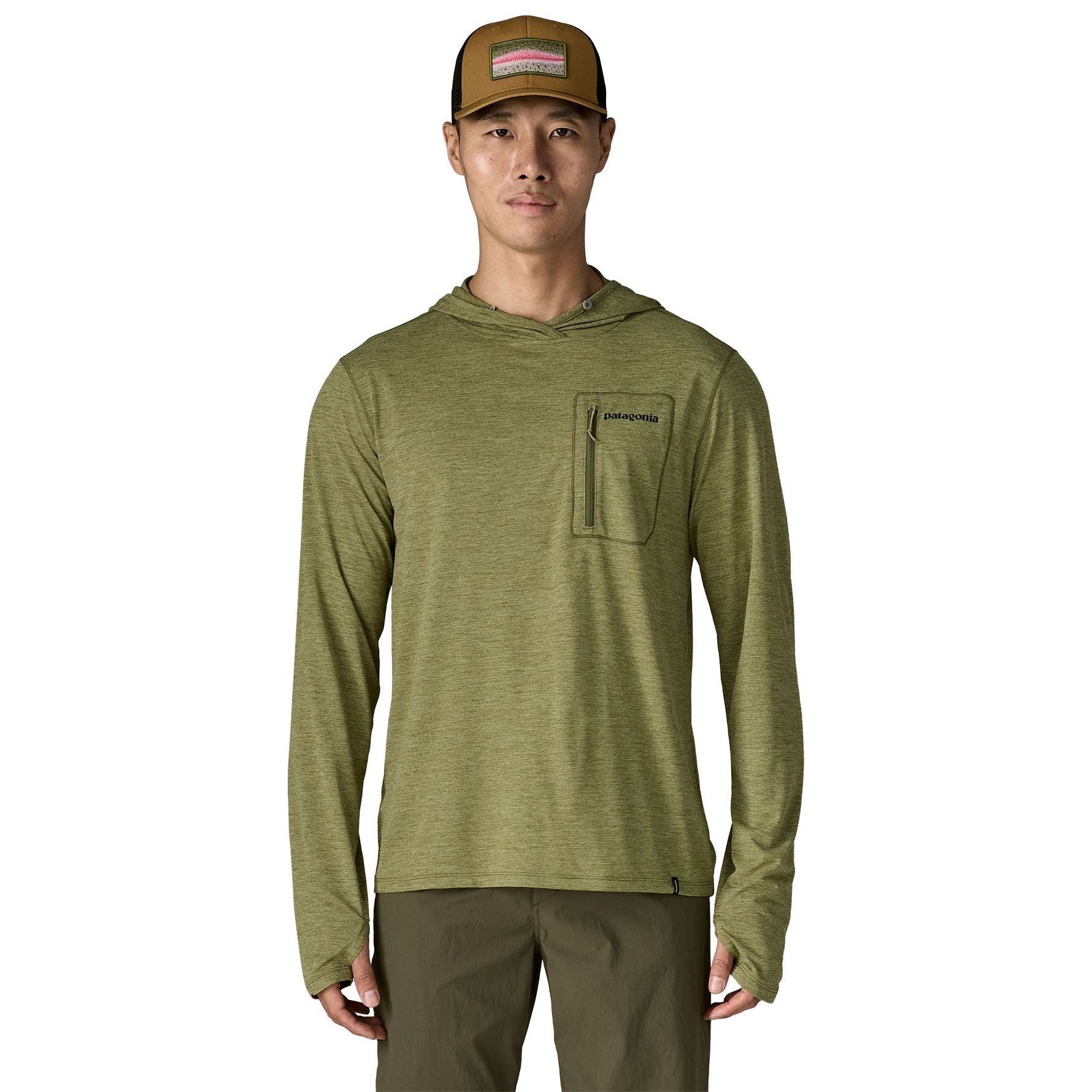 Patagonia Men's Capilene Cool Sun Hoody - Fitz Roy Trout Caper Green - Buckhorn Green X-Dye Image 03