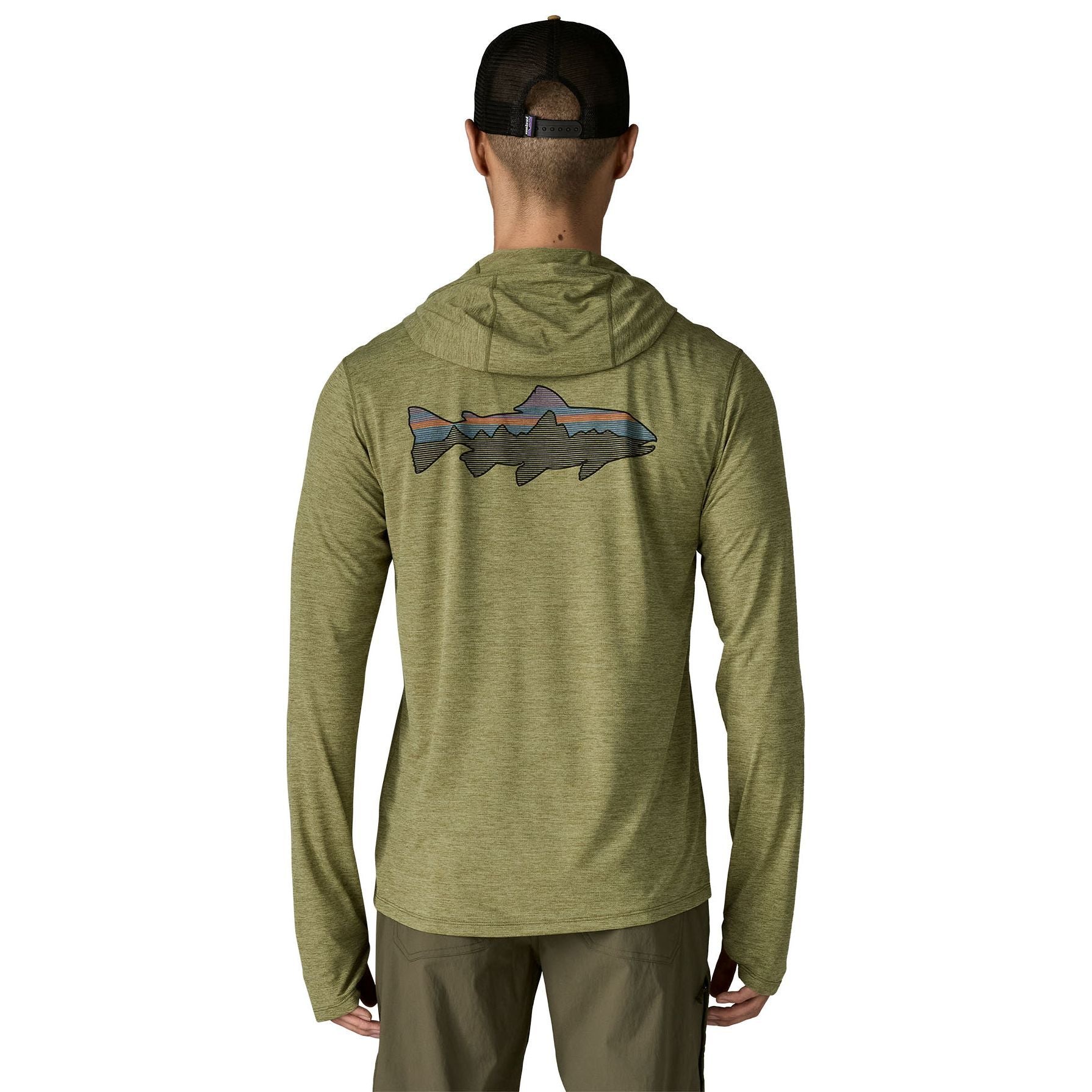 Patagonia Men's Capilene Cool Sun Hoody - Fitz Roy Trout Caper Green - Buckhorn Green X-Dye Image 05