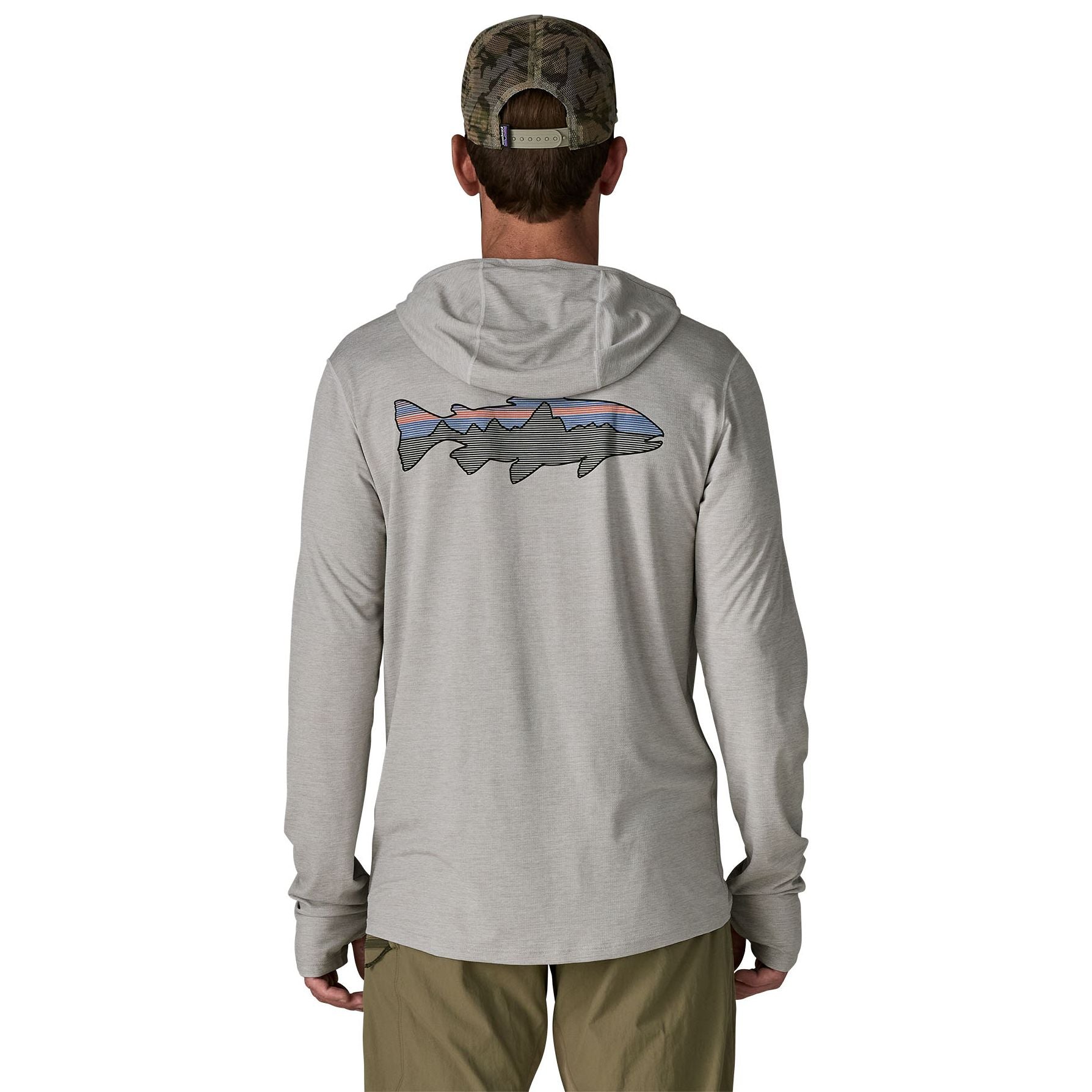 Patagonia Men's Capilene Cool Sun Hoody - Fitz Roy Trout Crisp Grey - Salt Grey X-Dye