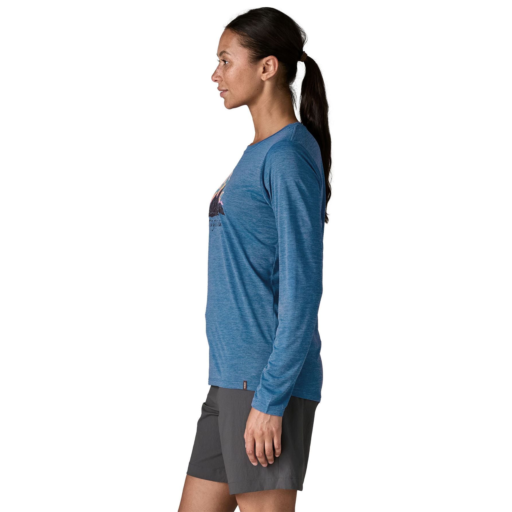 Patagonia Women's Long-Sleeved Capilene Cool Daily Shirt - Fitz Roy Nimbus Aquatic Blue - Light Aquatic Blue X-Dye Image 04