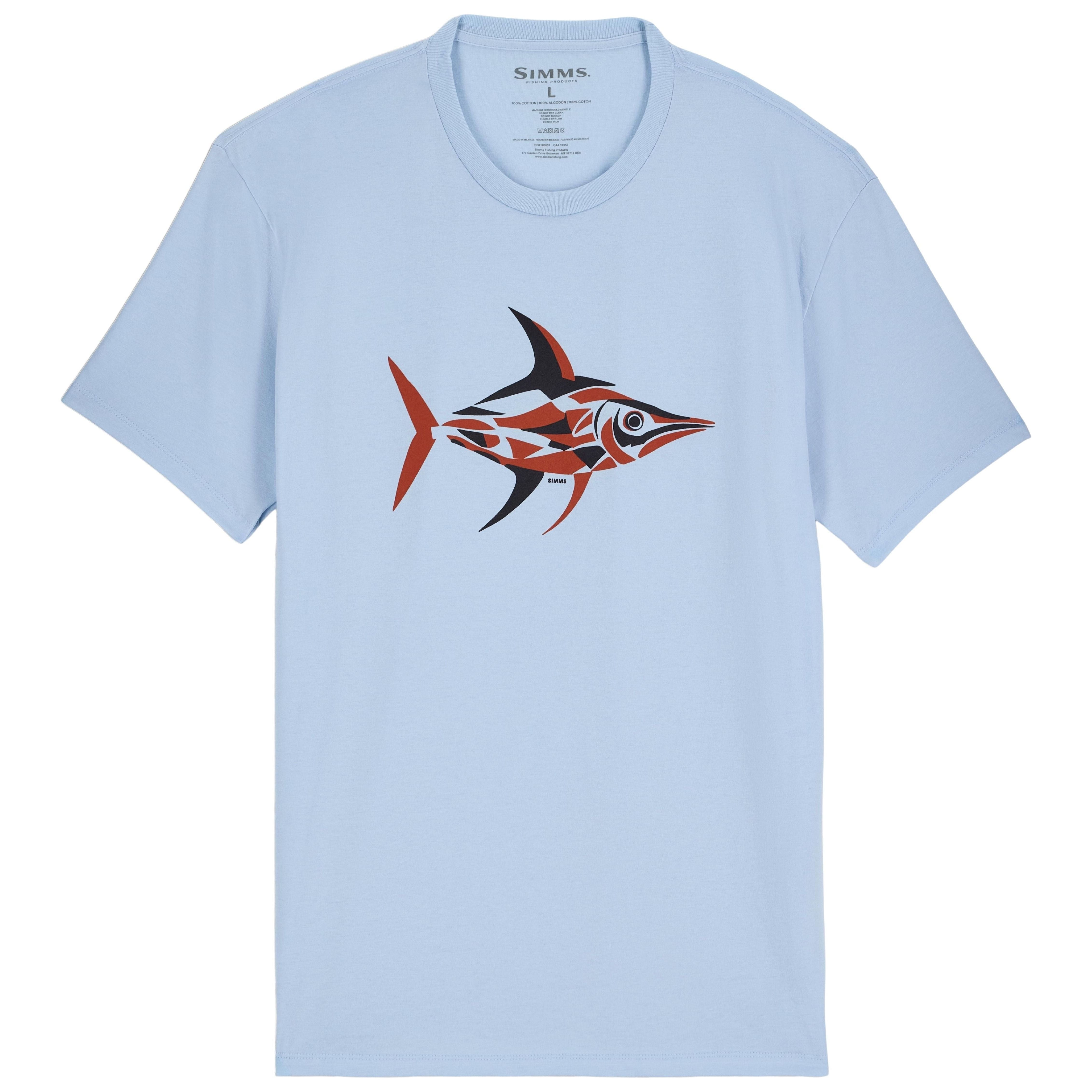 Simms Men's Abstract Salt T-Shirt Sky Blue Image 01