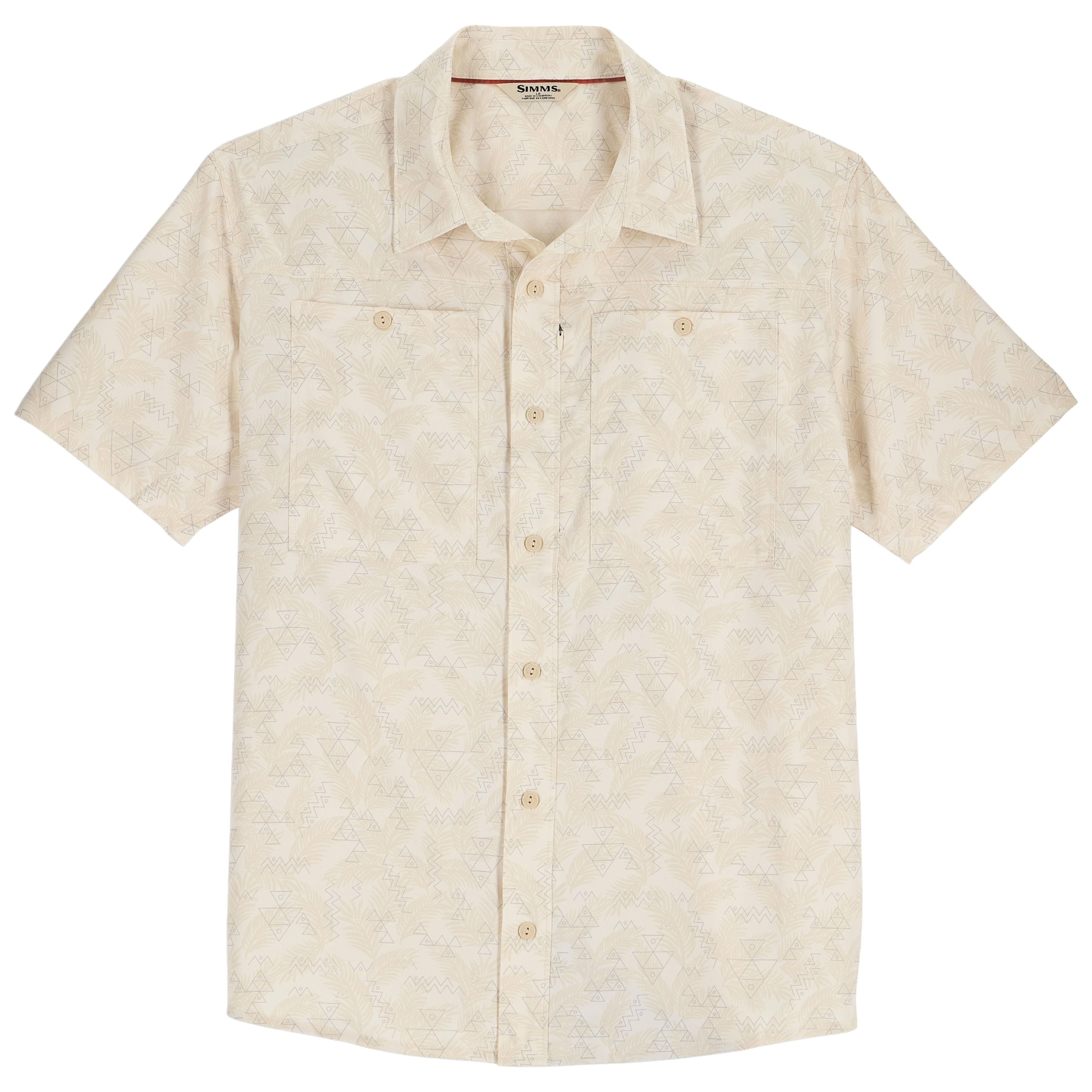 Simms Men's Launch SS Shirt Palm Fish Line Parchment Image 01