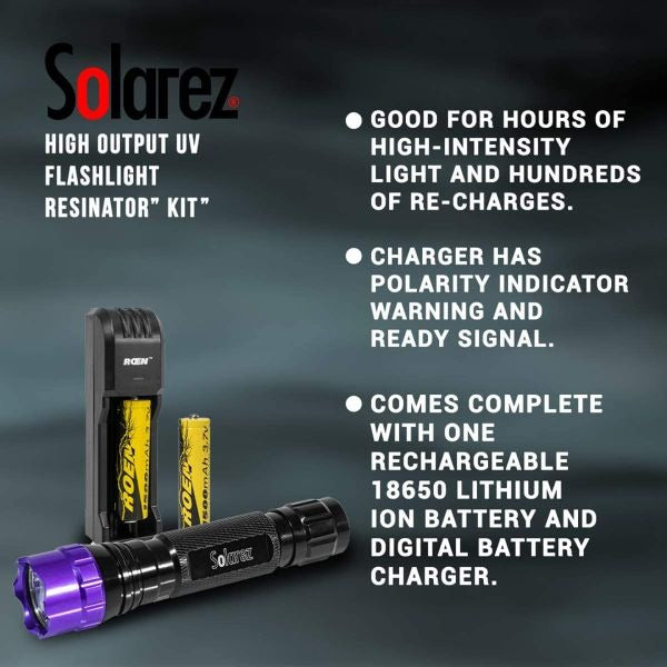 Solarez High Output UVA Flashlight With Battery and Charger Resinator Kit