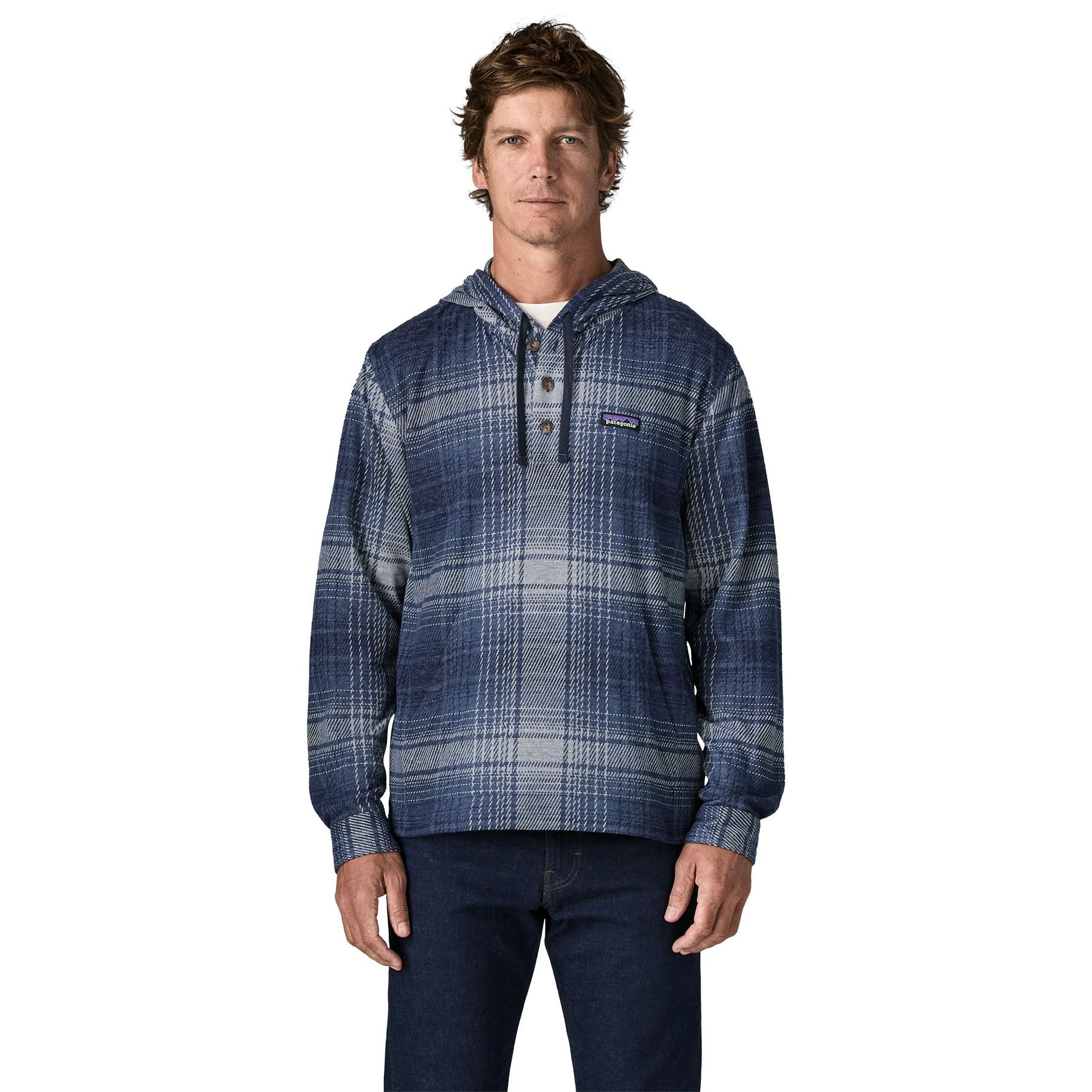 Patagonia Men's Stretch Fjord Flannel Pullover Hoody Slopeside: New Navy Image 02