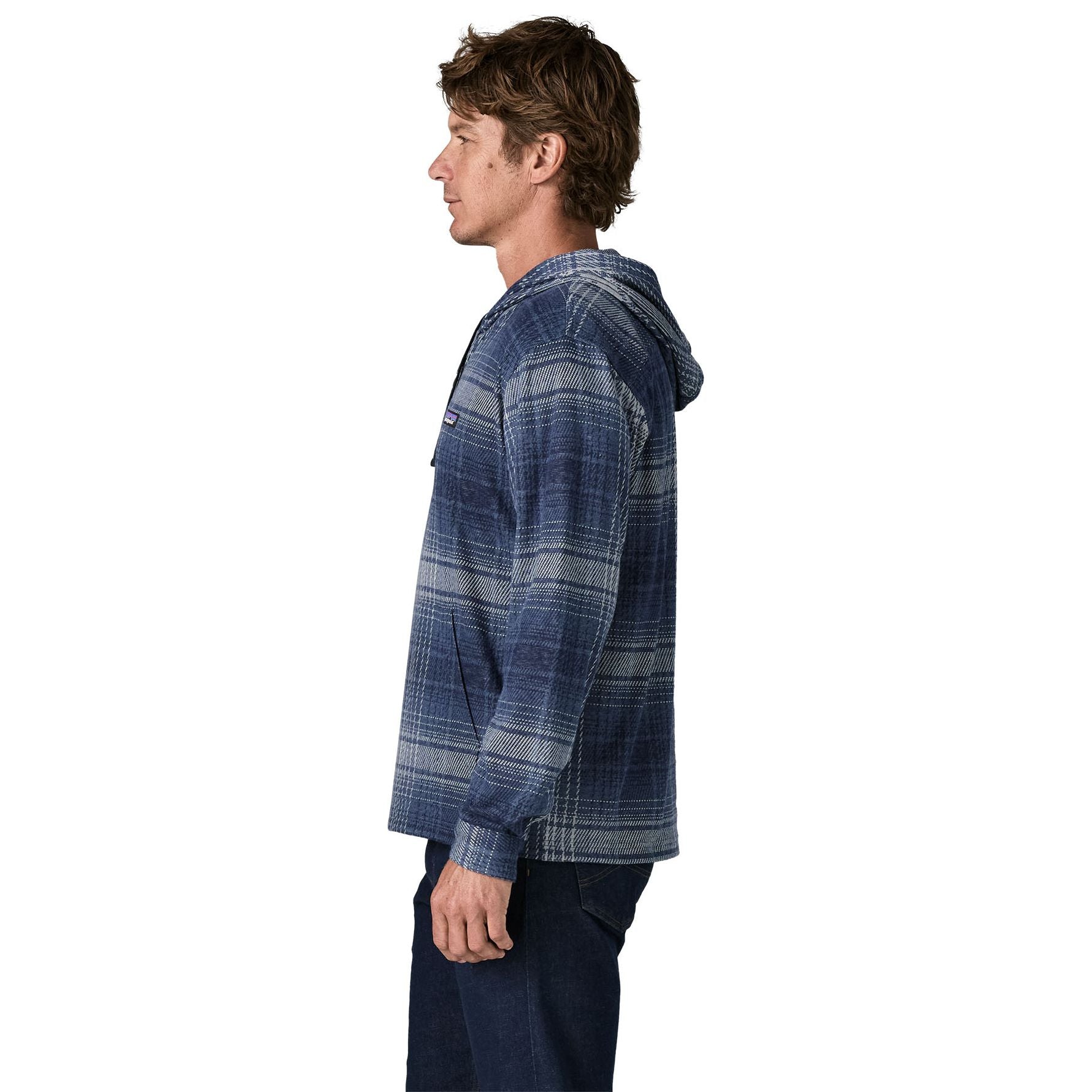 Patagonia Men's Stretch Fjord Flannel Pullover Hoody Slopeside: New Navy Image 03