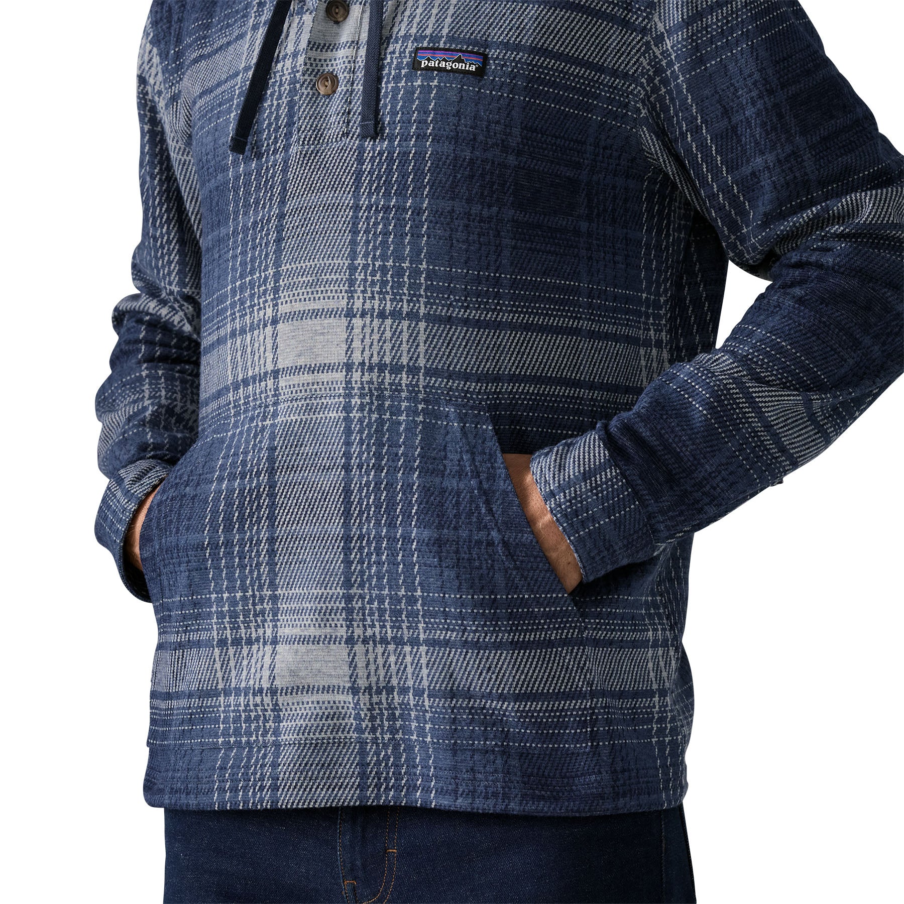 Patagonia Men's Stretch Fjord Flannel Pullover Hoody Slopeside: New Navy Image 06