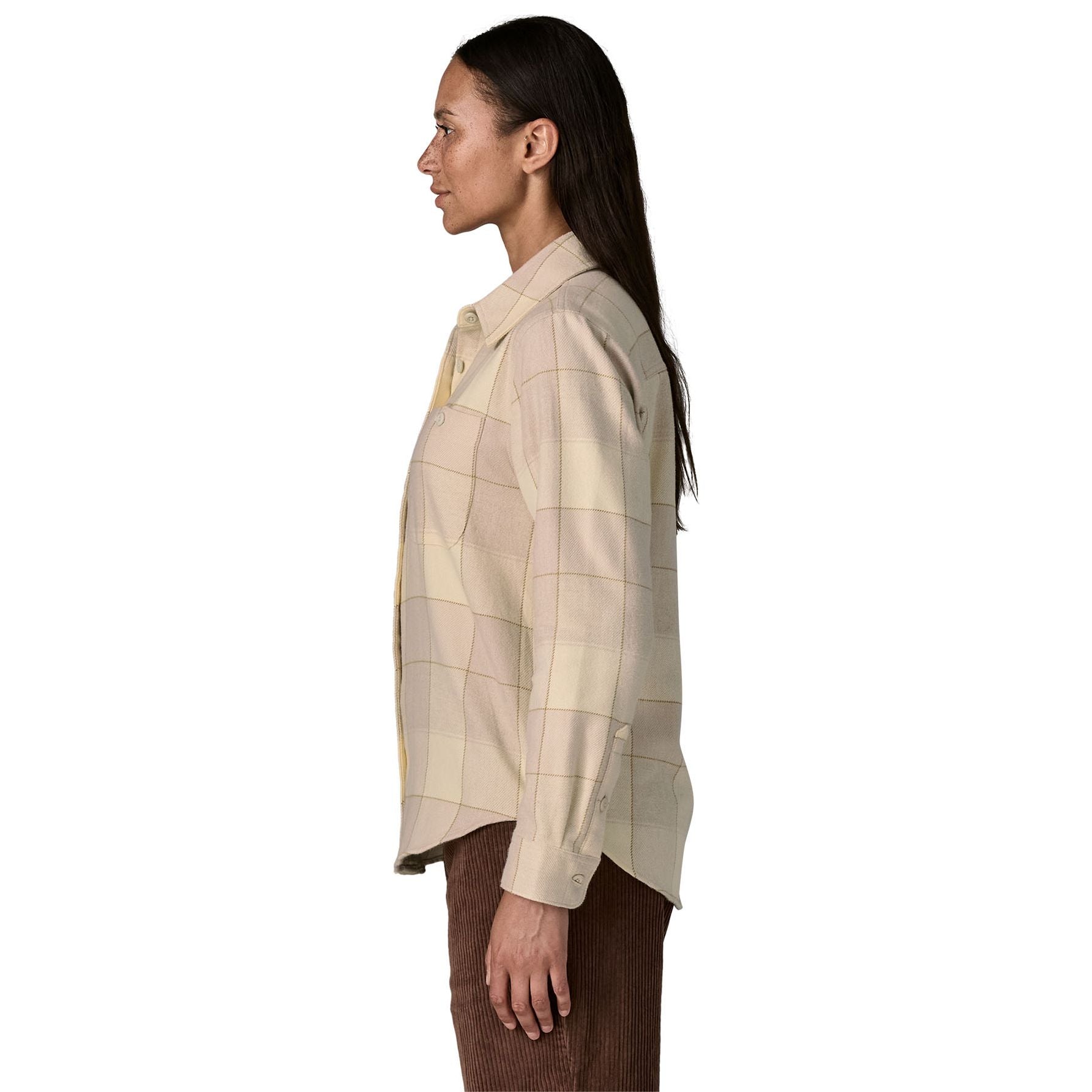 Patagonia Women's Fjord Flannel Shirt Snow Owl: Rutabaga White Image 03