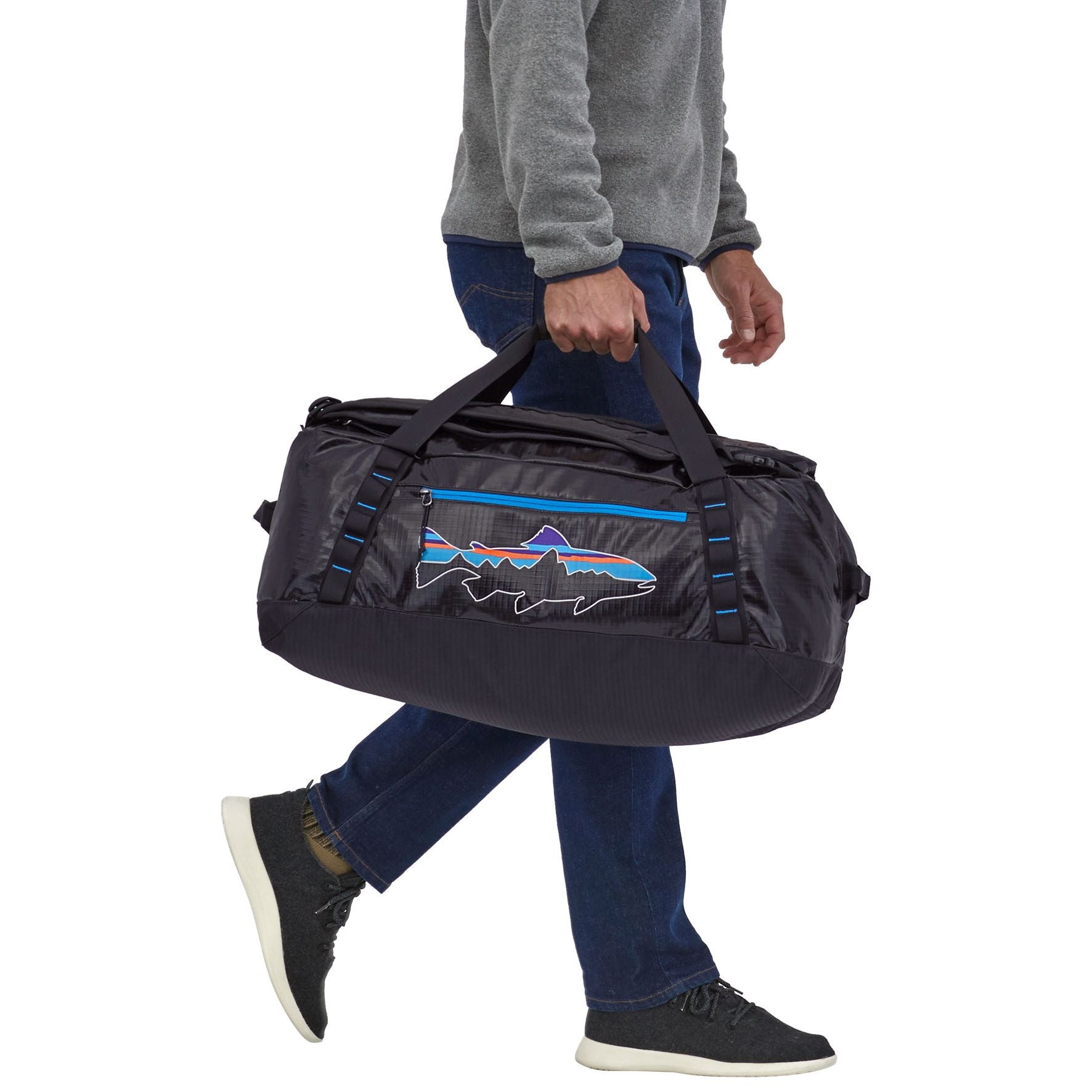 patagonia 55l vlack hole duffel Black Constructed from Patagonias signature Black Hole fabric Patagonia Black Hole Duffel 55L