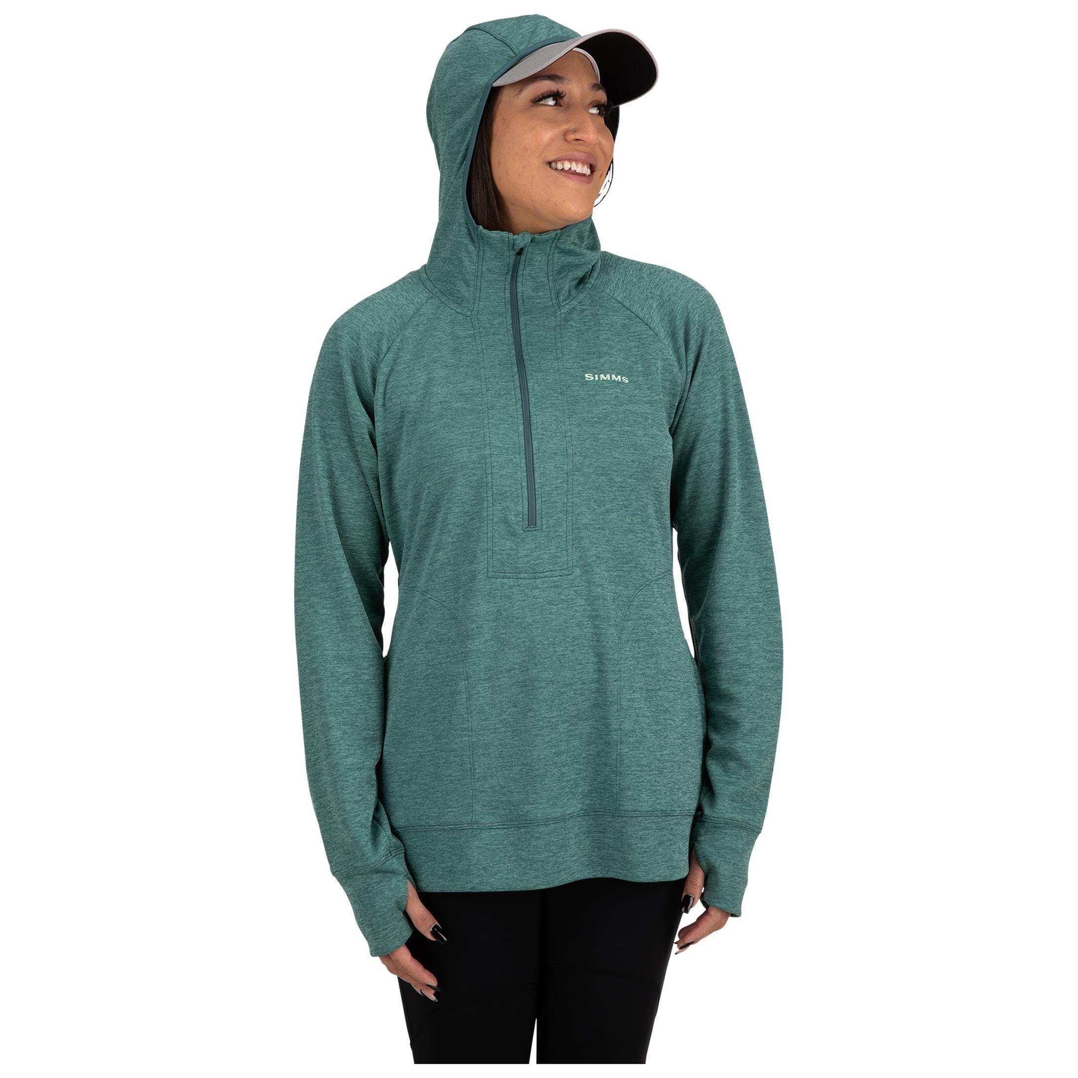 Simms Women's BugStopper Hoody Avalon Teal Heather Image 1