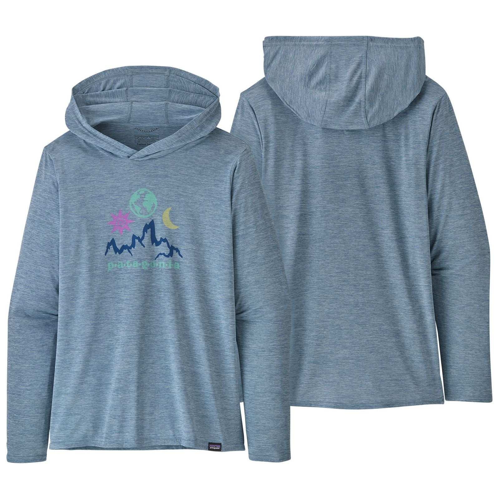 Patagonia Women's Capilene Cool Daily Graphic Hoody Mystic Mountain: Steam Blue X-Dye Image 01